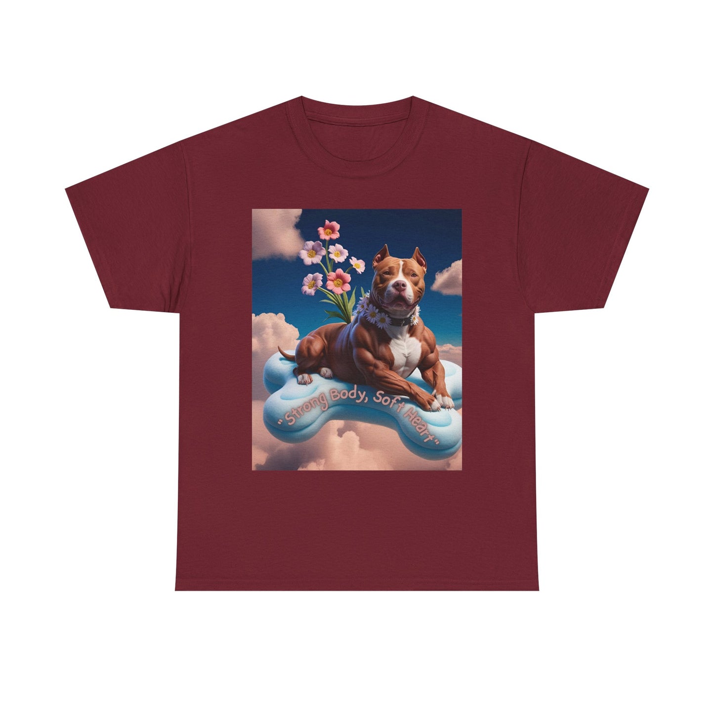 Surreal Pitbull Cloud T-Shirt – "Strong Body, Soft Heart" Unisex Tee