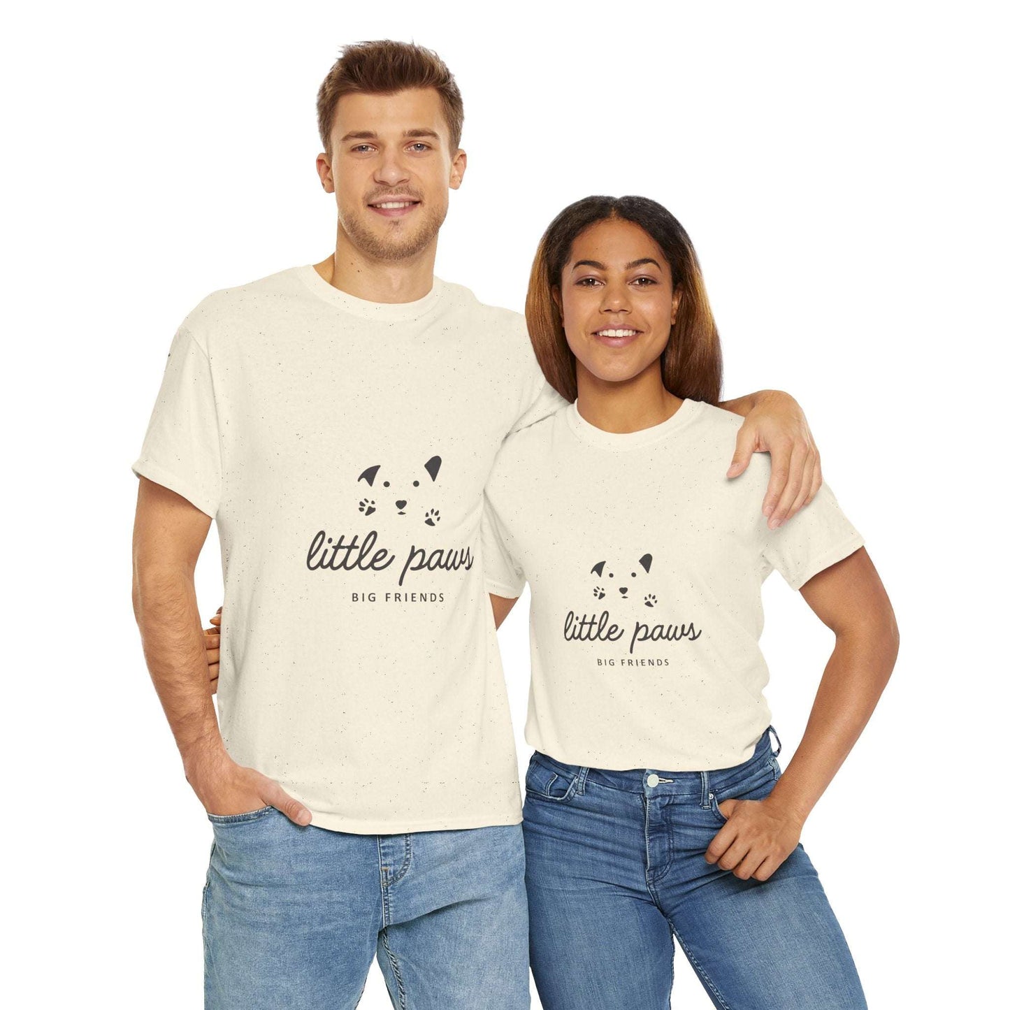 Unisex Heavy Cotton Tee - 'Little Paws, Big Friends' - Perfect for Animal Lovers and Pet Owners