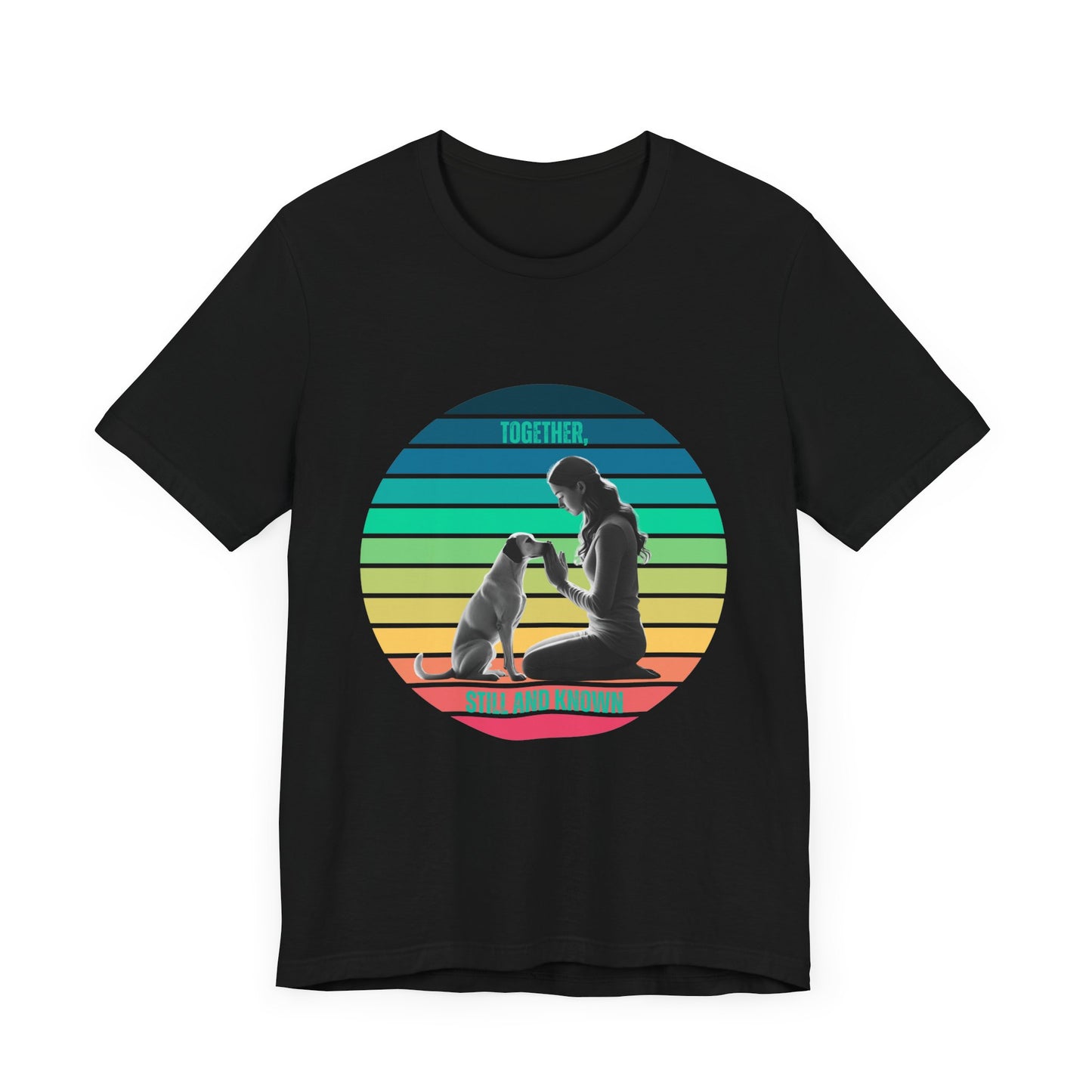 Be Still and Know T-Shirt | Psalm 46:10 Retro Sunset Dog Lover Tee | Vintage Faith Design