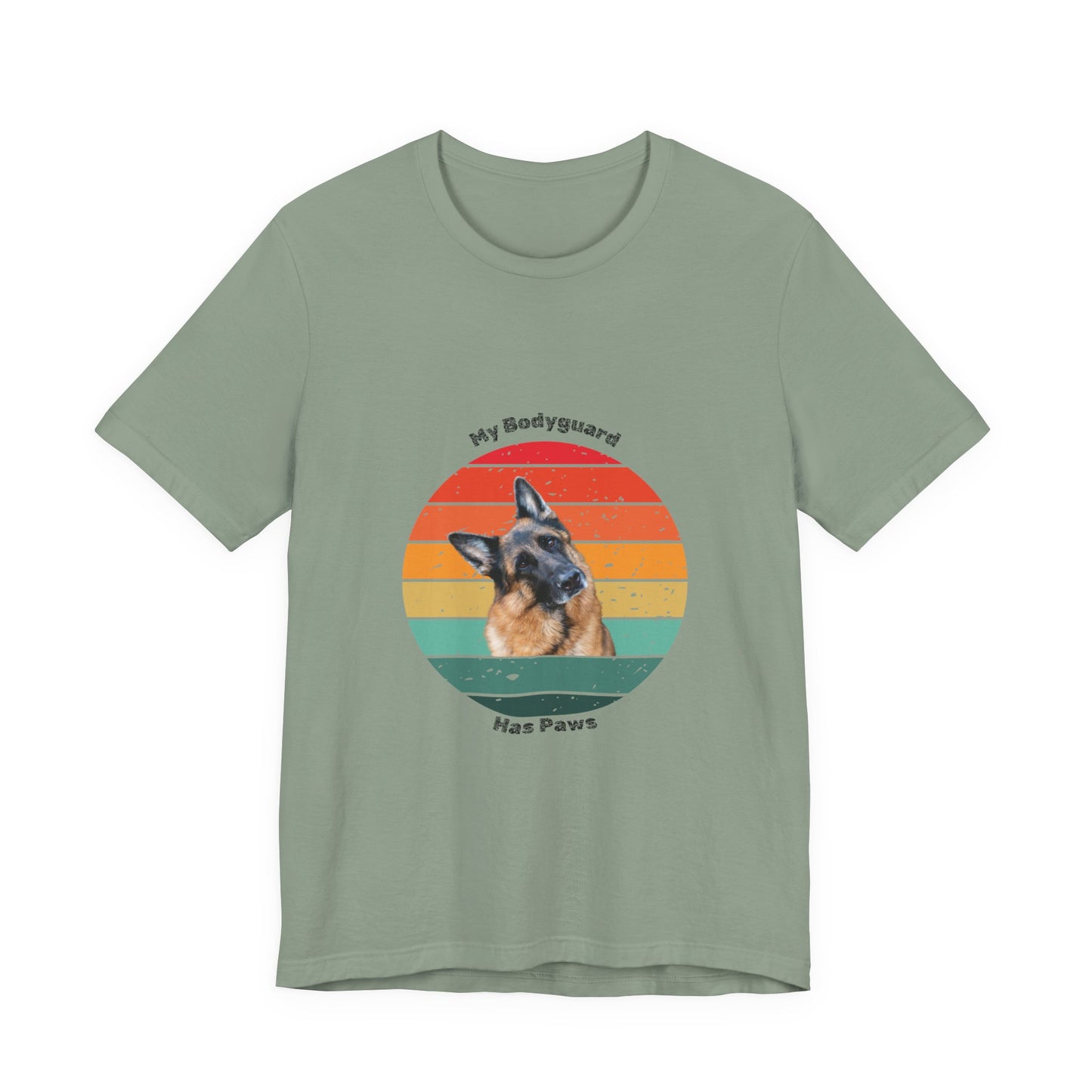 Retro German Shepherd T-Shirt – "My Bodyguard Has Paws" Dog Lover Tee