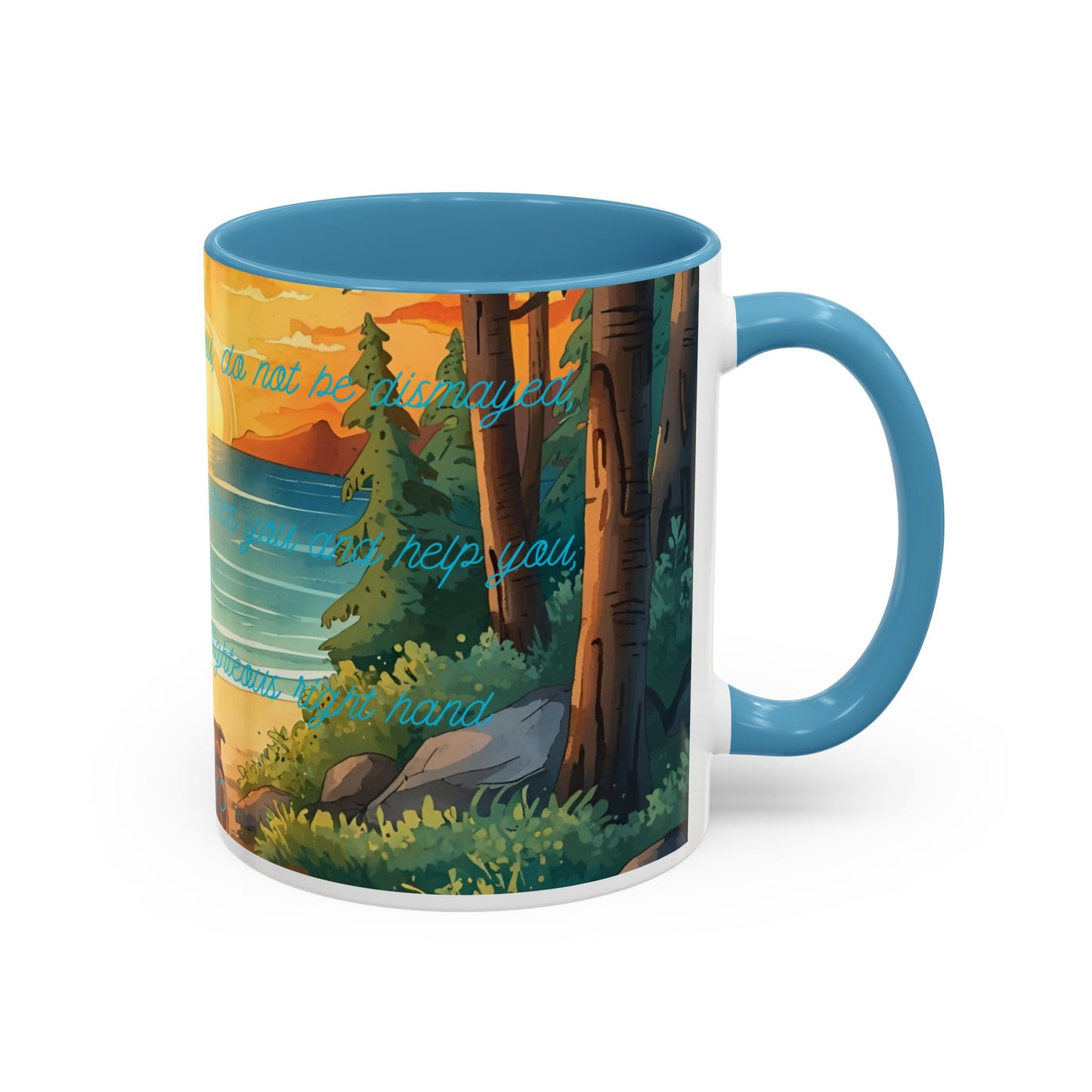Mug - Woman and Dog Walking Towards Light with Isaiah 41:10 Verse