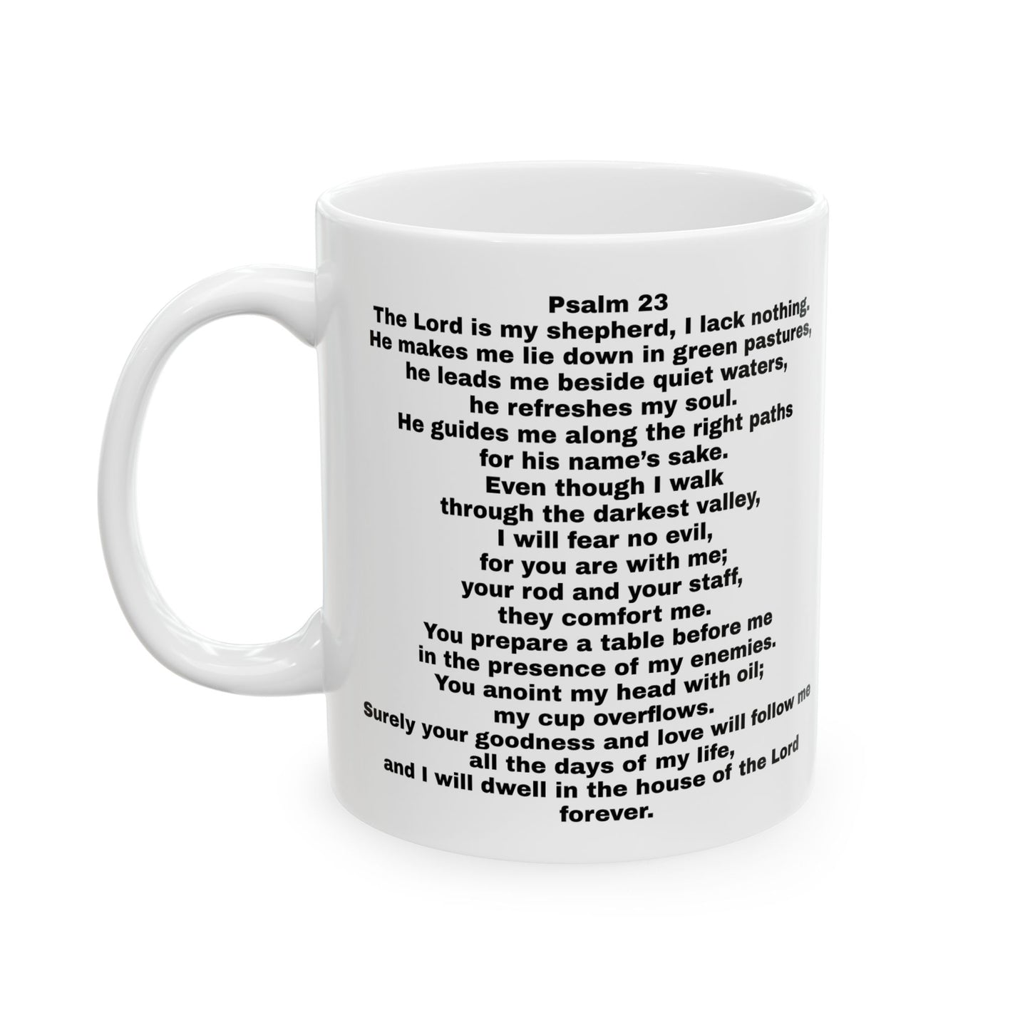 Inspirational Bible Verse Mug - The Lord is My Shepherd - Psalm 23 Christian Motivational Mug - Sheep in the Pasture