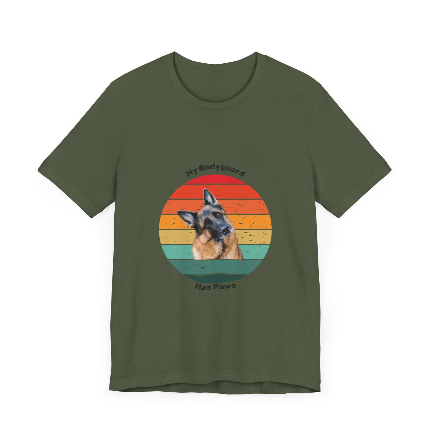 Retro German Shepherd T-Shirt – "My Bodyguard Has Paws" Dog Lover Tee