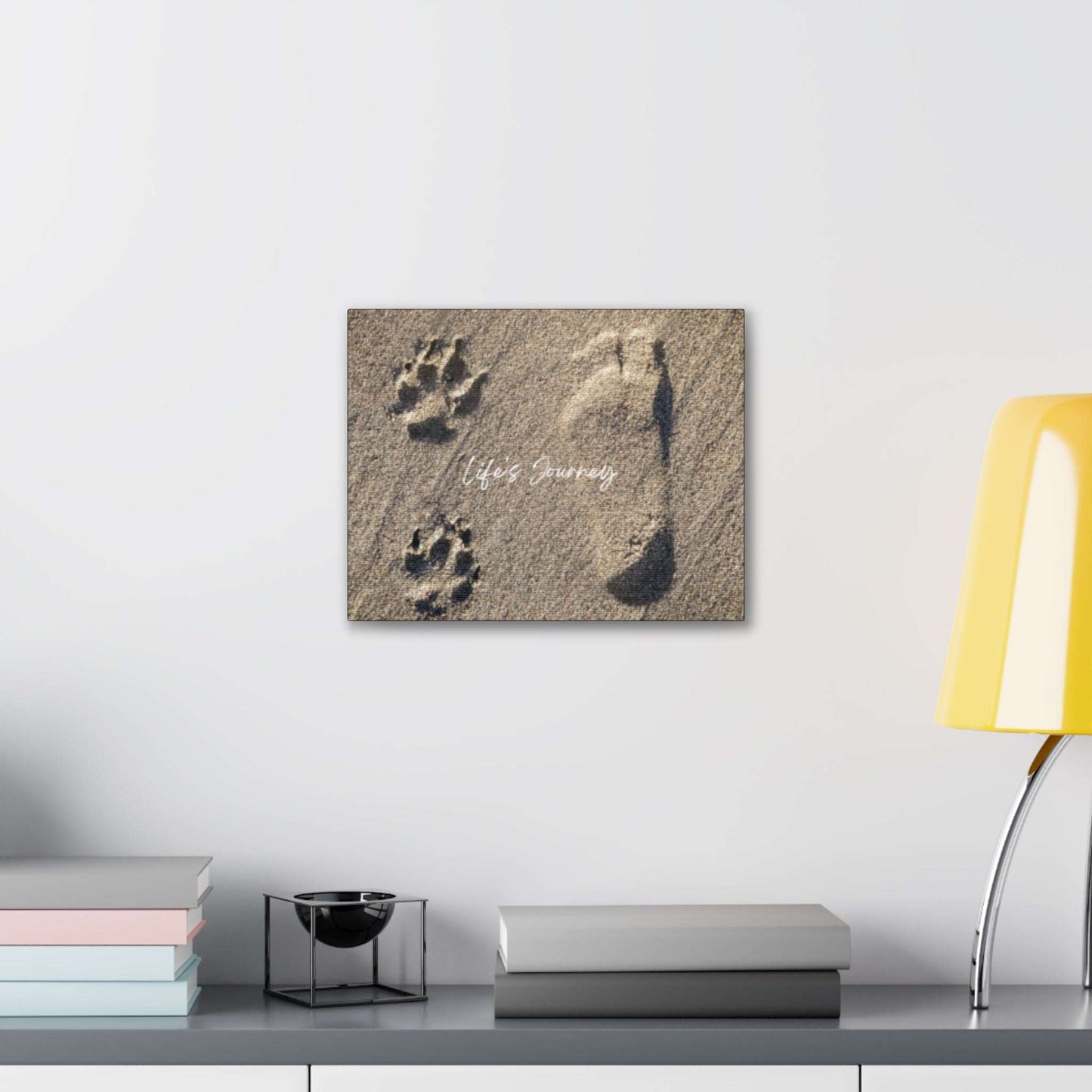 Canvas Art of Human and Dog Prints Celebrating the Cherished Life Journey Together