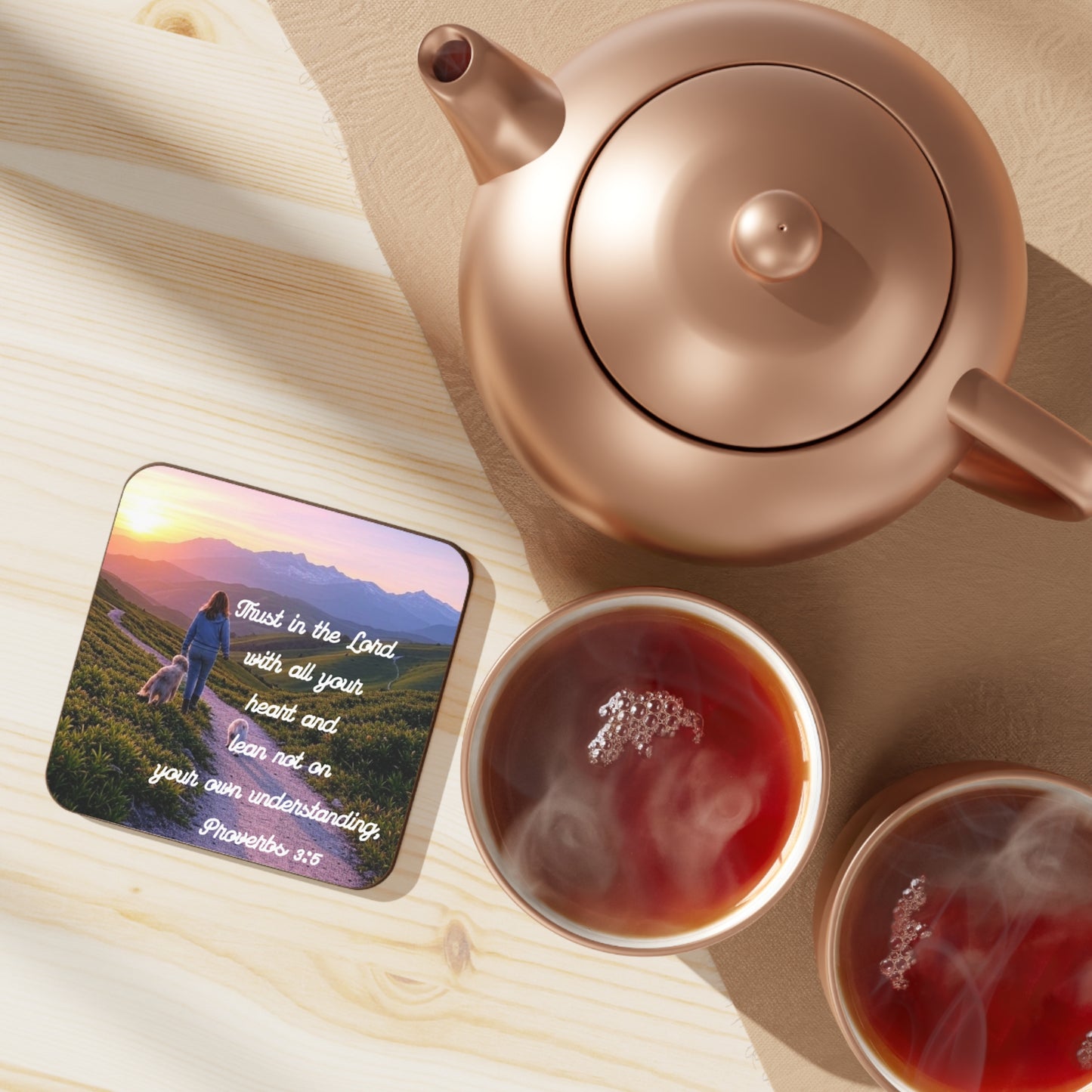 Proverbs 3:5 Bible Verse Coaster – Trust in the Lord | Christian Dog Walk Path Design