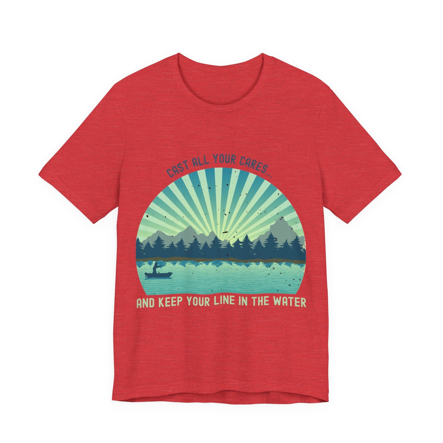 "Cast All Your Cares and Keep Your Line in the Water" – Retro Fishing Faith T-Shirt | Inspirational Tee