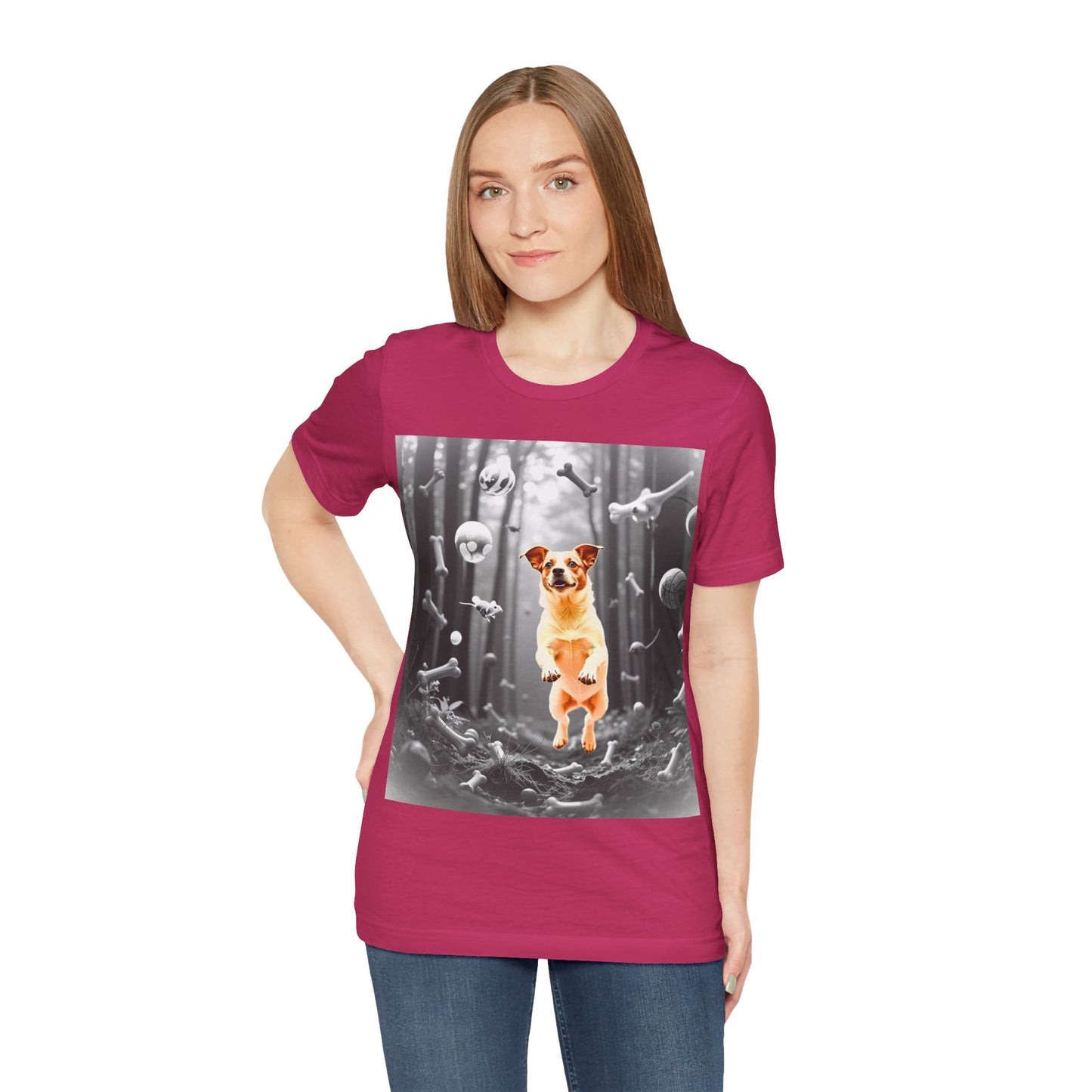 Playful Dog Themed Unisex Jersey T-Shirt - Perfect for Pet Lovers