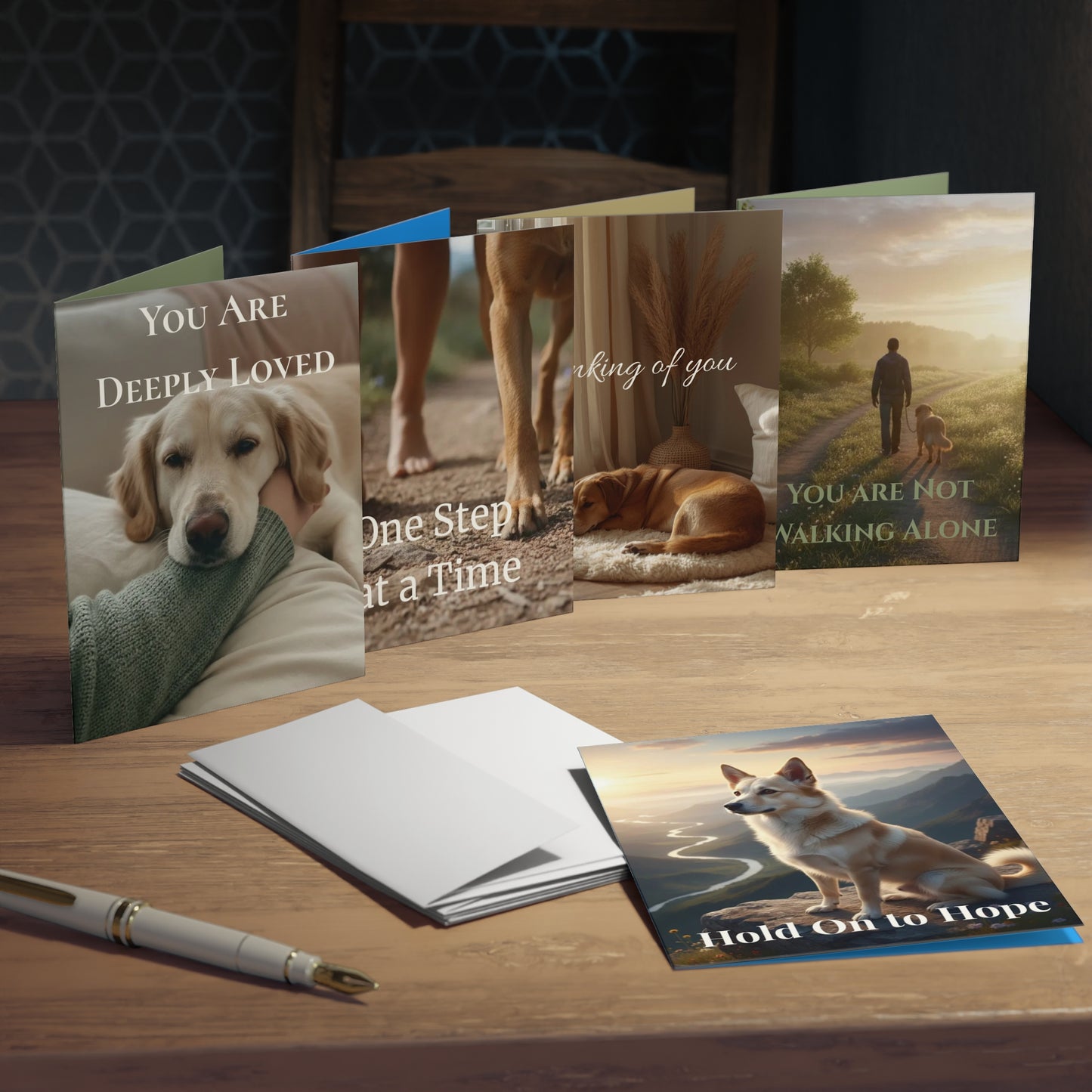 Encouragement Greeting Card Set (5-Pack) – Thinking of You Cards with Faith-Inspired Messages & Dog-Themed Designs