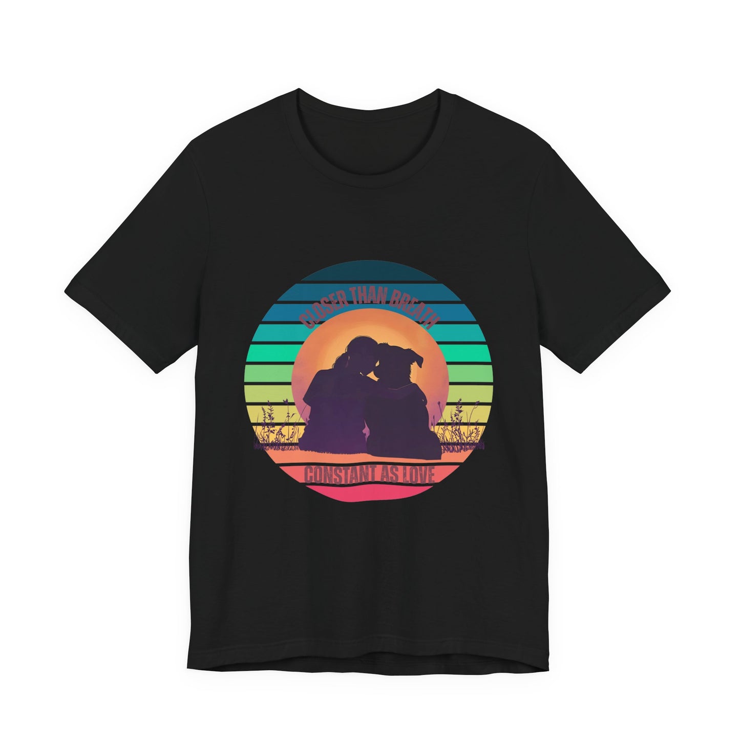 Closer Than a Friend T-Shirt | Christian Dog Lover Retro Sunset Tee | Proverbs 18:24 Inspired