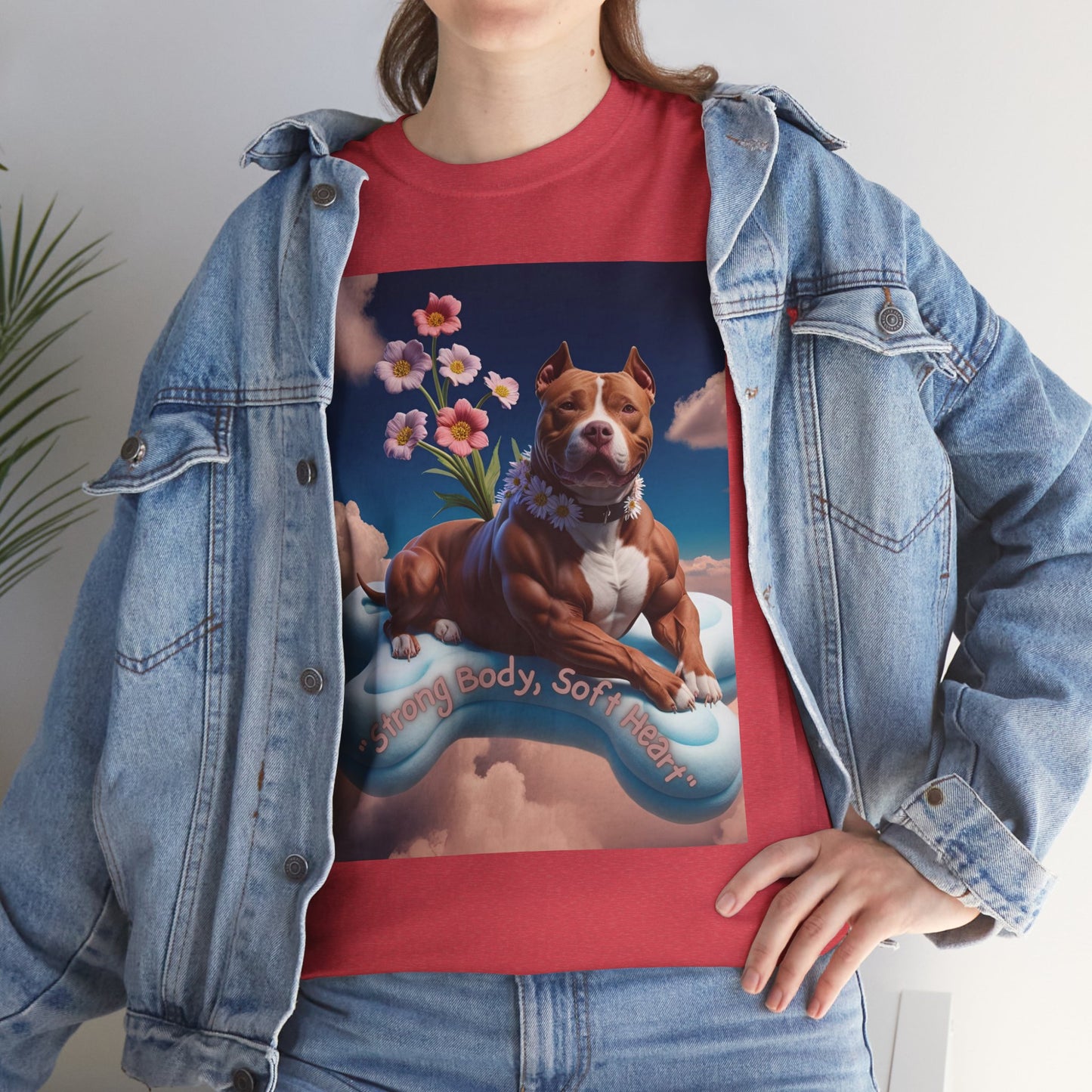 Surreal Pitbull Cloud T-Shirt – "Strong Body, Soft Heart" Unisex Tee
