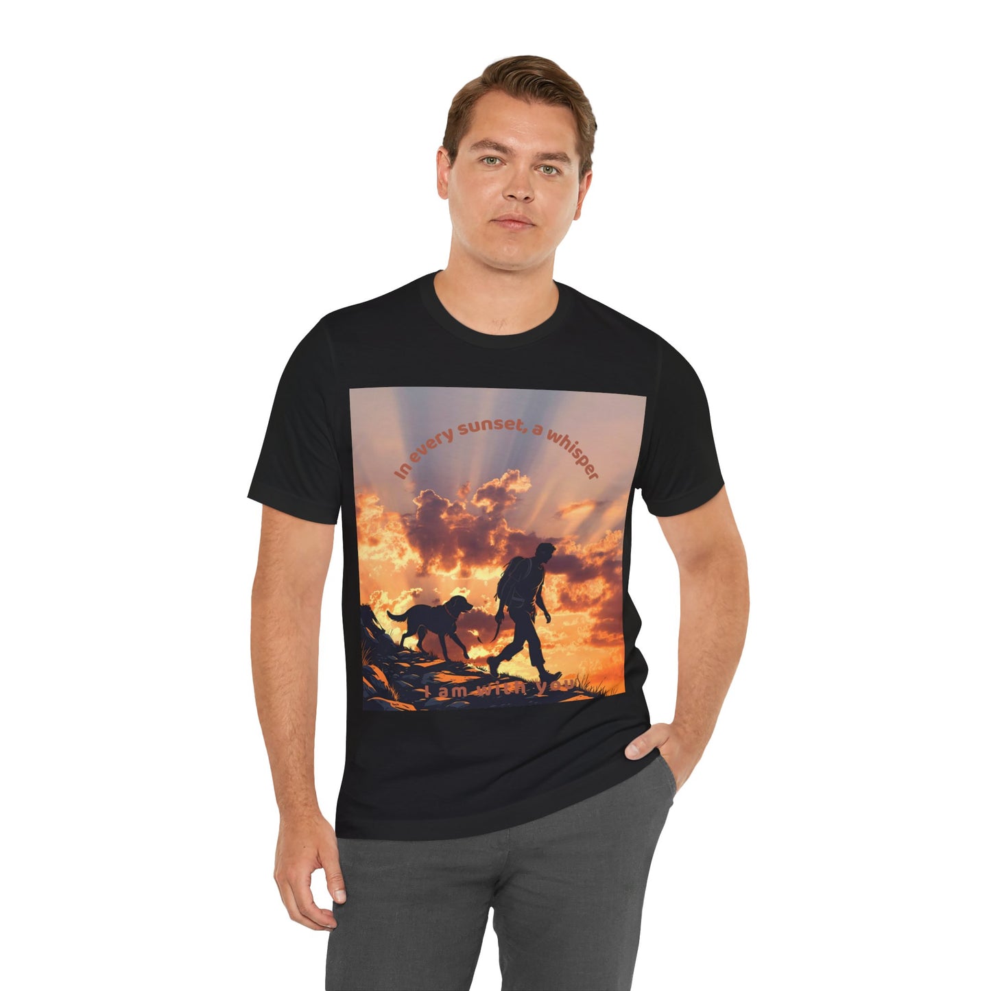 Never Walk Alone T-Shirt | Christian Hiking Sunset Tee | Joshua 1:9 + Matthew 28:20 Inspired
