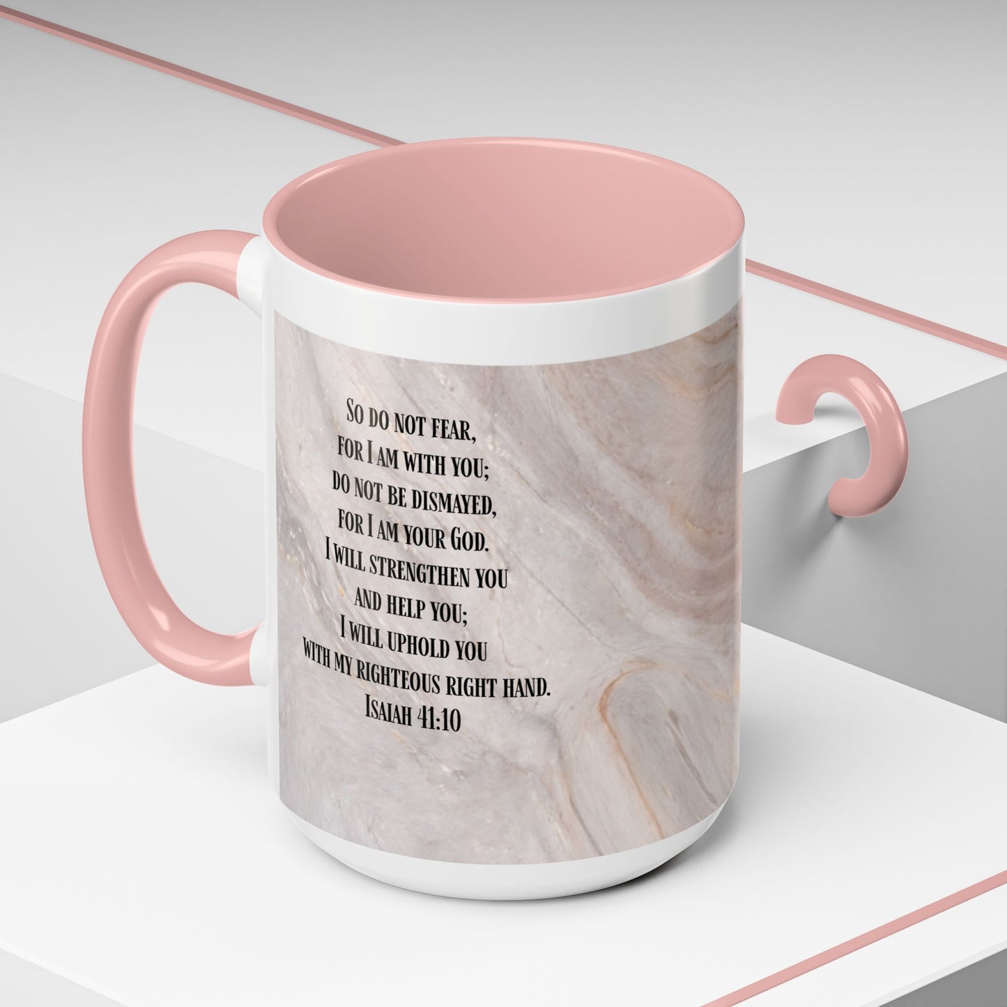 Isaiah 41:10 Encouragement Mug – Christian Scripture Coffee Cup with Wraparound Textured Design – Faith & Strength Gift in Multiple Accent Colors