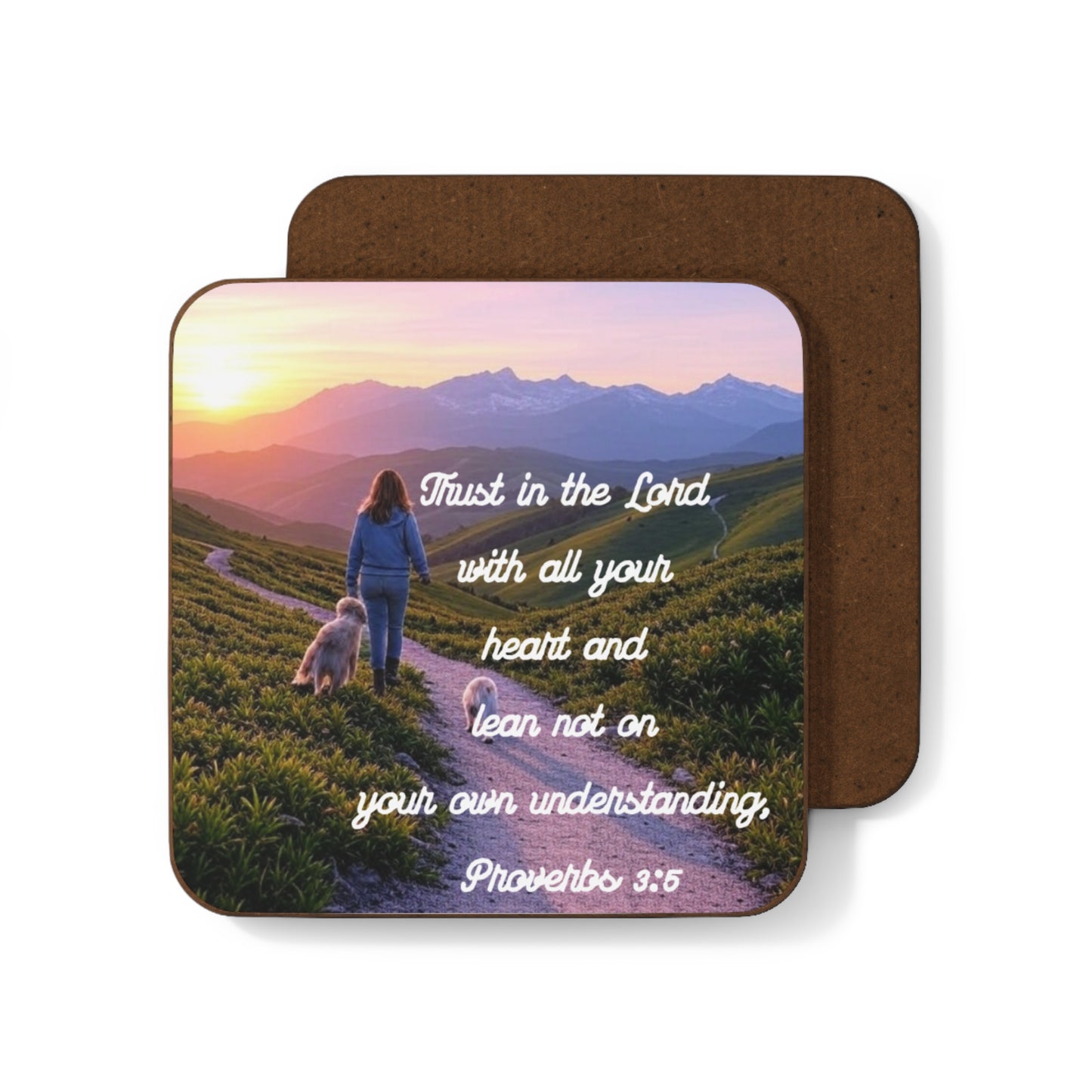 Proverbs 3:5 Bible Verse Coaster – Trust in the Lord | Christian Dog Walk Path Design