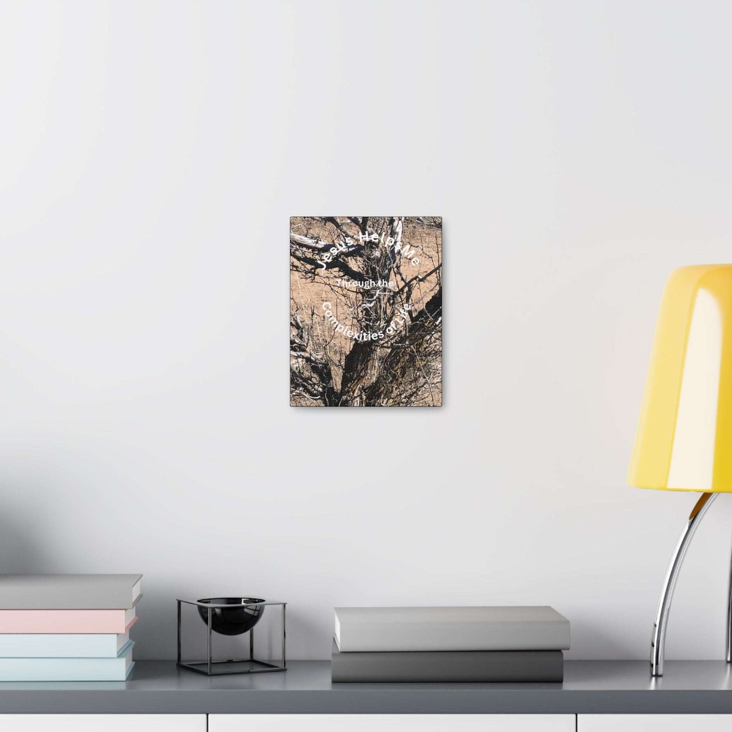 Canvas Art of a Gnarly Complex Tree with 'Jesus Helps Me Through the Complexities of Life' Quote