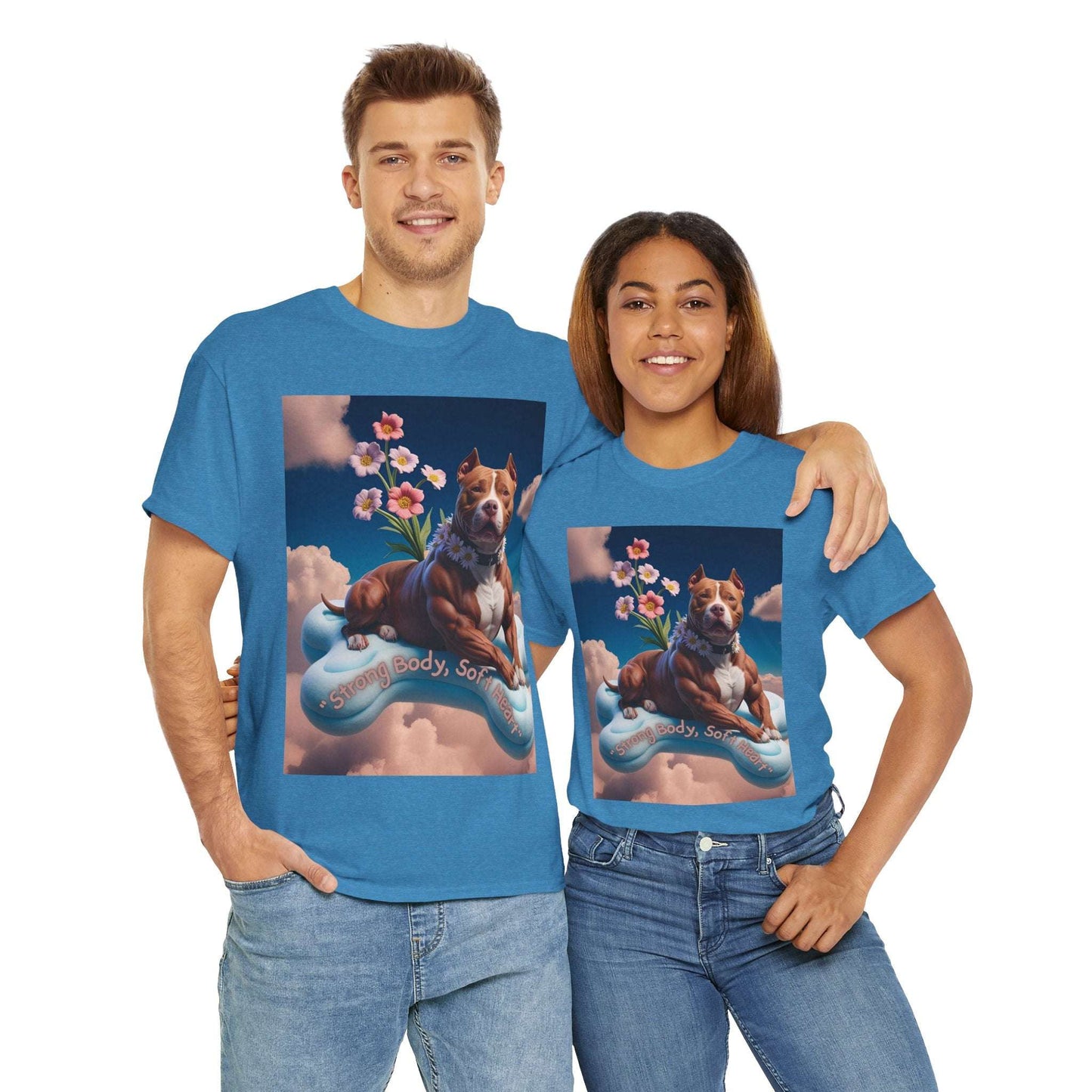 Surreal Pitbull Cloud T-Shirt – "Strong Body, Soft Heart" Unisex Tee