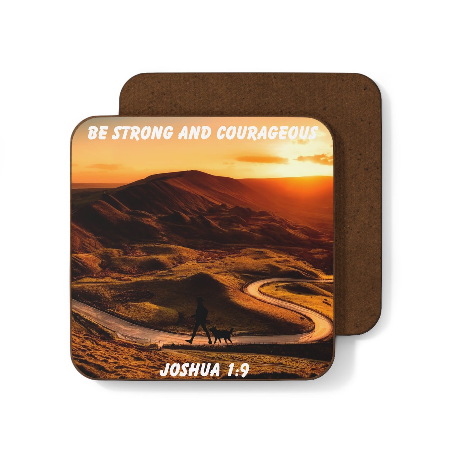 Joshua 1:9 Bible Verse Coaster – Be Strong and Courageous | Christian Home Décor Gift