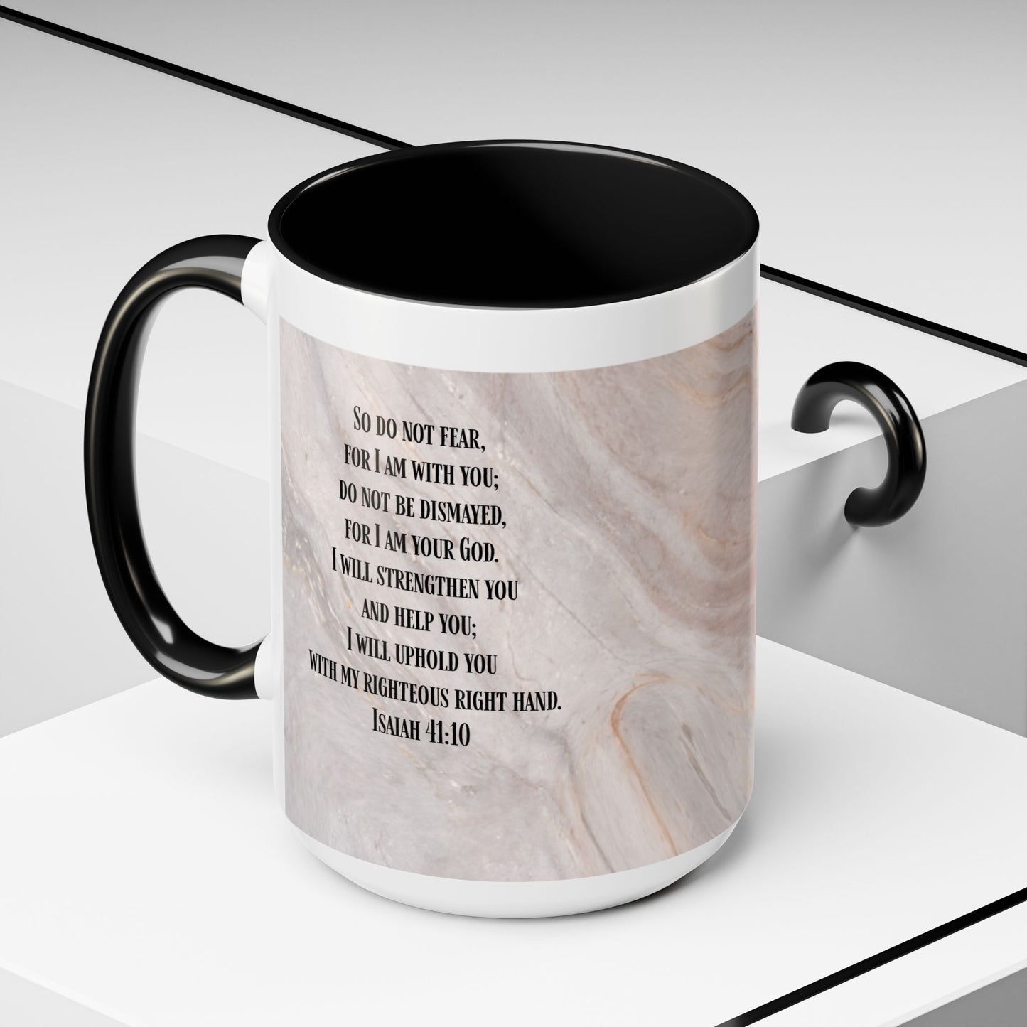 Isaiah 41:10 Encouragement Mug – Christian Scripture Coffee Cup with Wraparound Textured Design – Faith & Strength Gift in Multiple Accent Colors