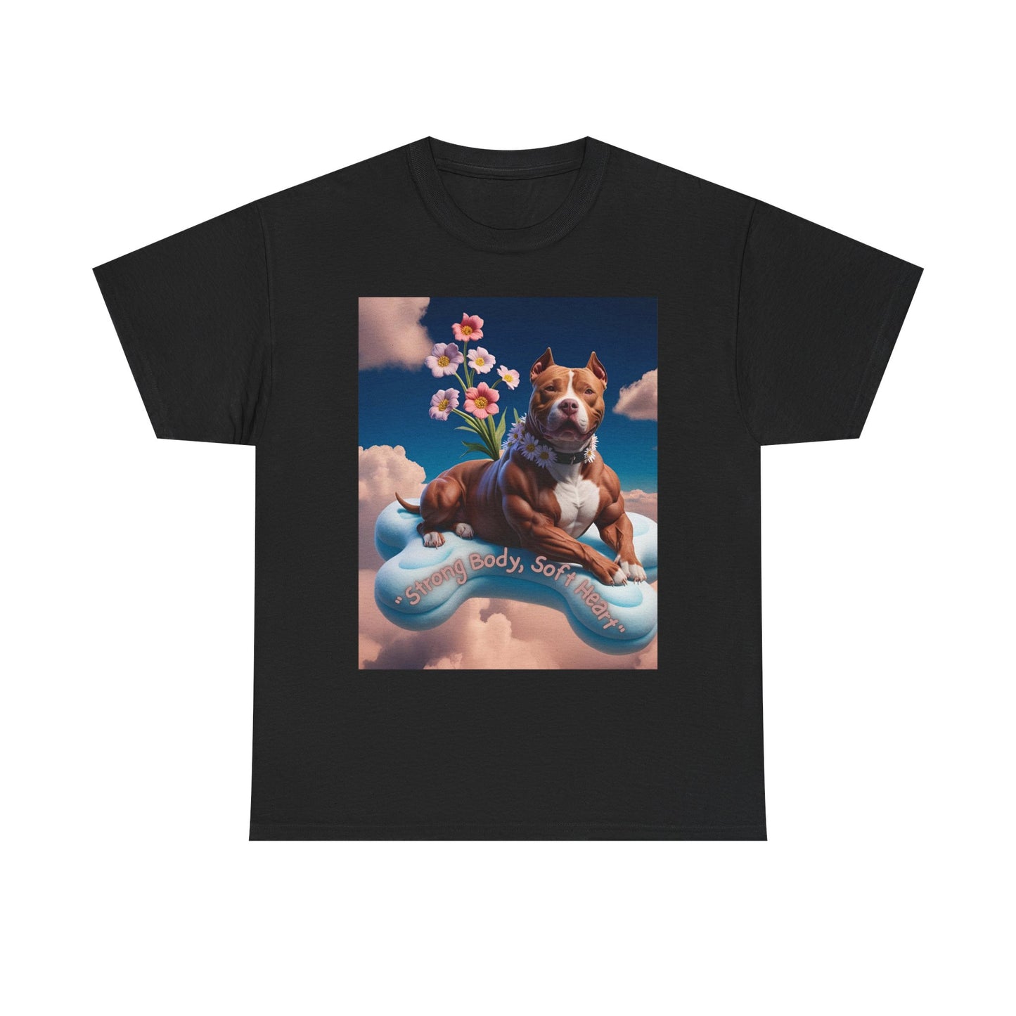 Surreal Pitbull Cloud T-Shirt – "Strong Body, Soft Heart" Unisex Tee