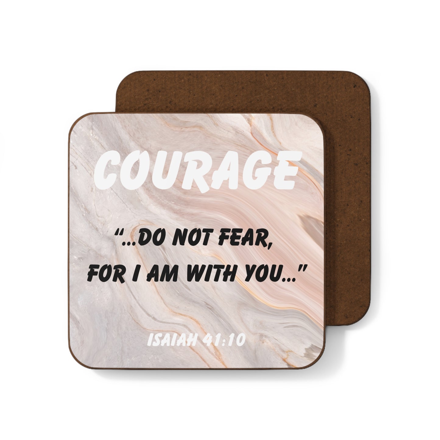 Courage Christian Coaster – Isaiah 41:10 Bible Verse Drink Coaster – Inspirational Scripture Gift with Textured Design