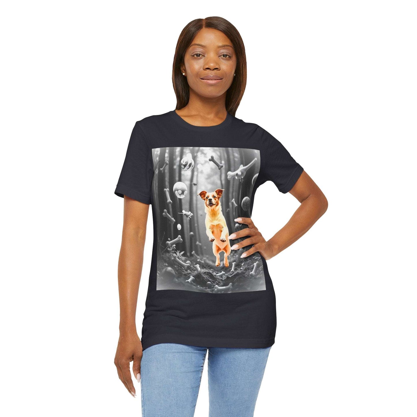 Playful Dog Themed Unisex Jersey T-Shirt - Perfect for Pet Lovers