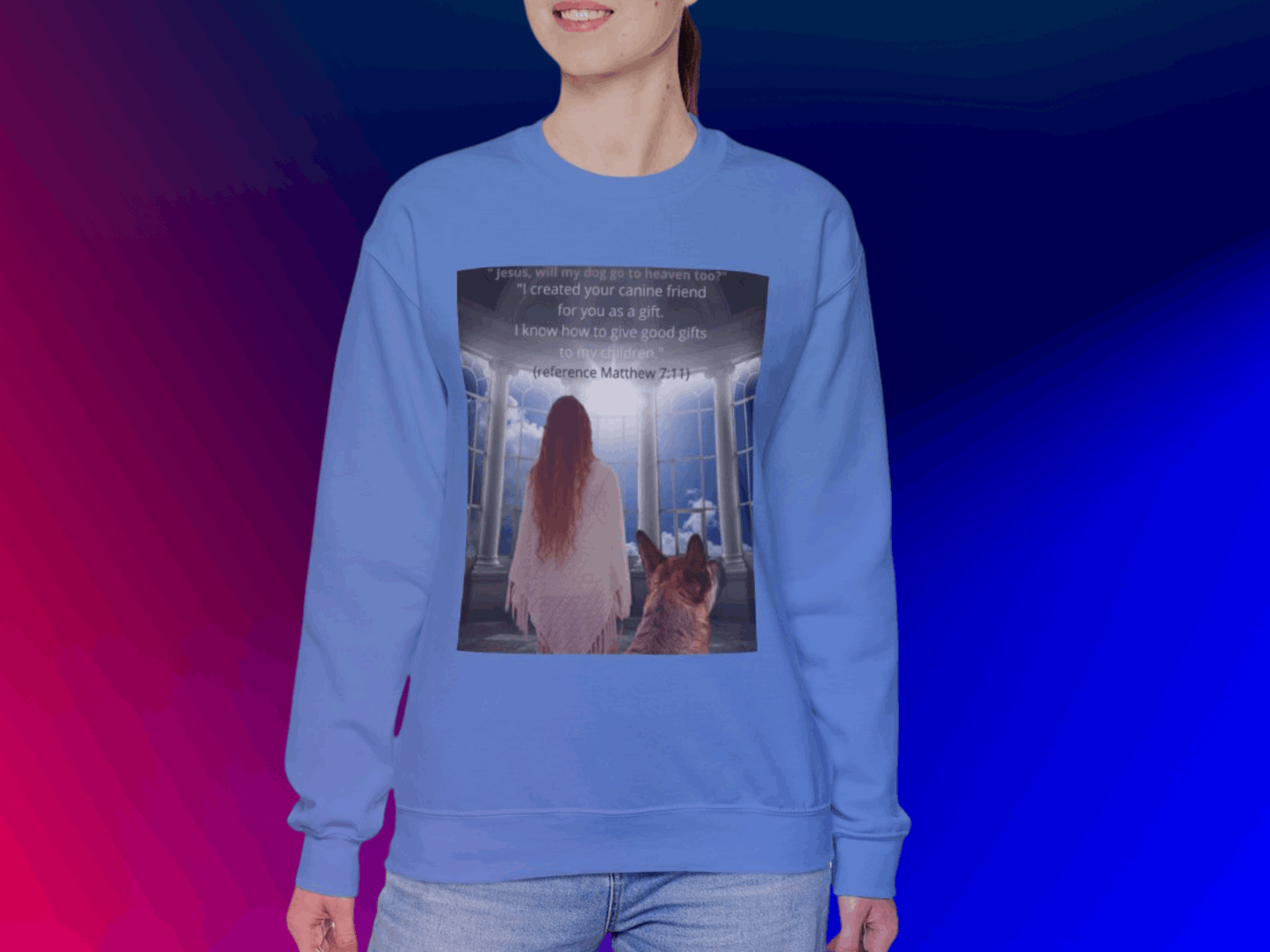 Heartfelt Sweatshirt: Person & Dog Looking to Heaven - Emotional Question to God | Dog Lovers Gift
