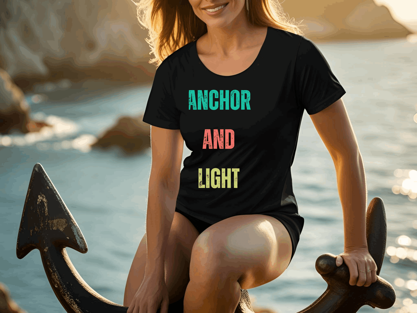 Anchor & Light T-Shirt | Vintage Christian Typography Tee | Hebrews 6:19 & John 8:12 Inspired