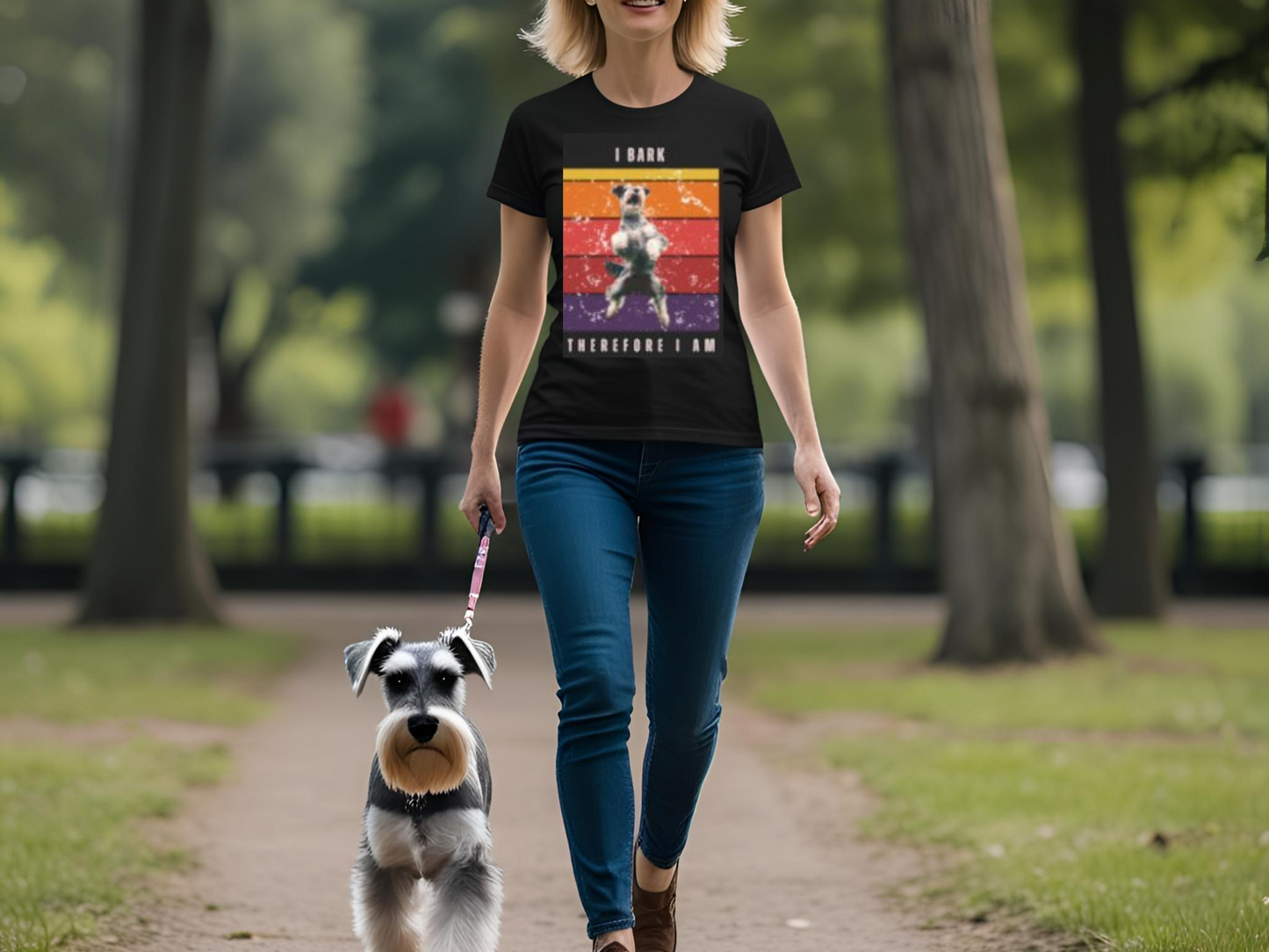 Retro Miniature Schnauzer T-Shirt – “I Bark Therefore I Am” Funny Vintage Dog Lover Tee