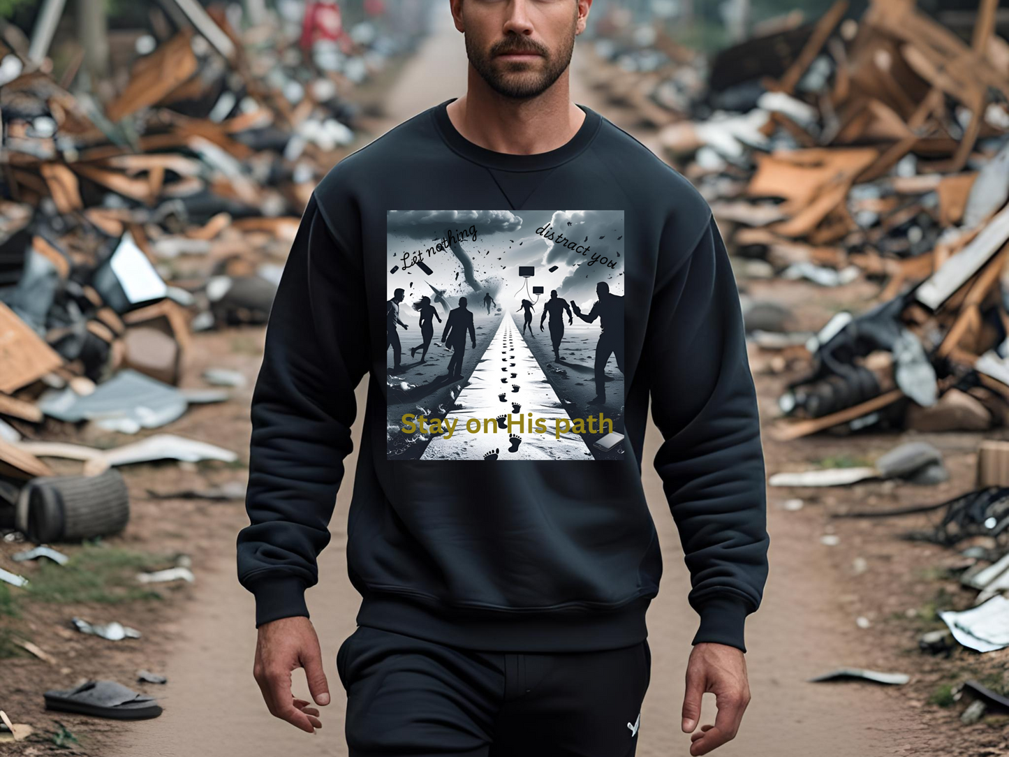 "Stay on His Path" Christian Sweatshirt – Focus Through Life's Distractions Graphic Sweatshirt