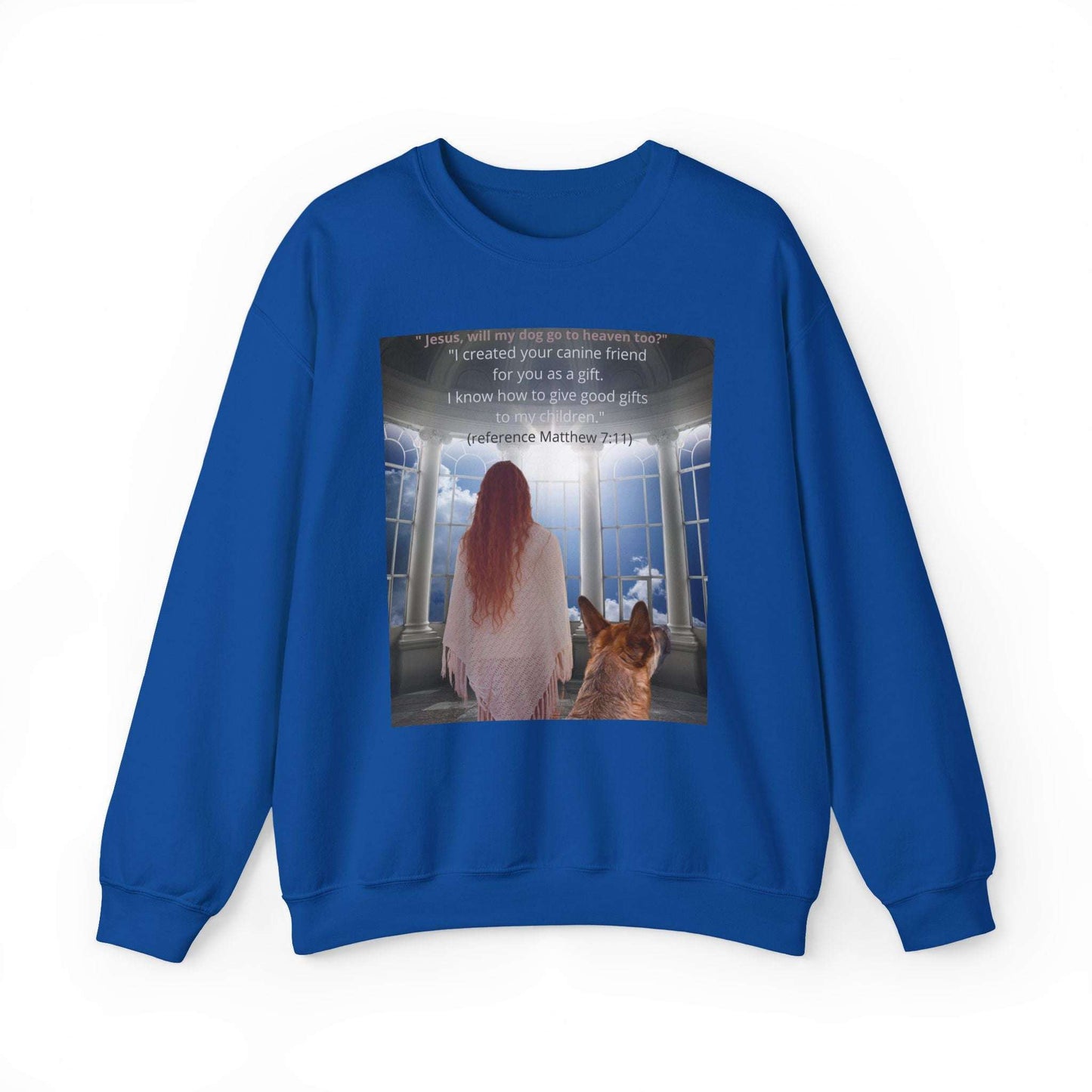 Heartfelt Sweatshirt: Person & Dog Looking to Heaven - Emotional Question to God | Dog Lovers Gift