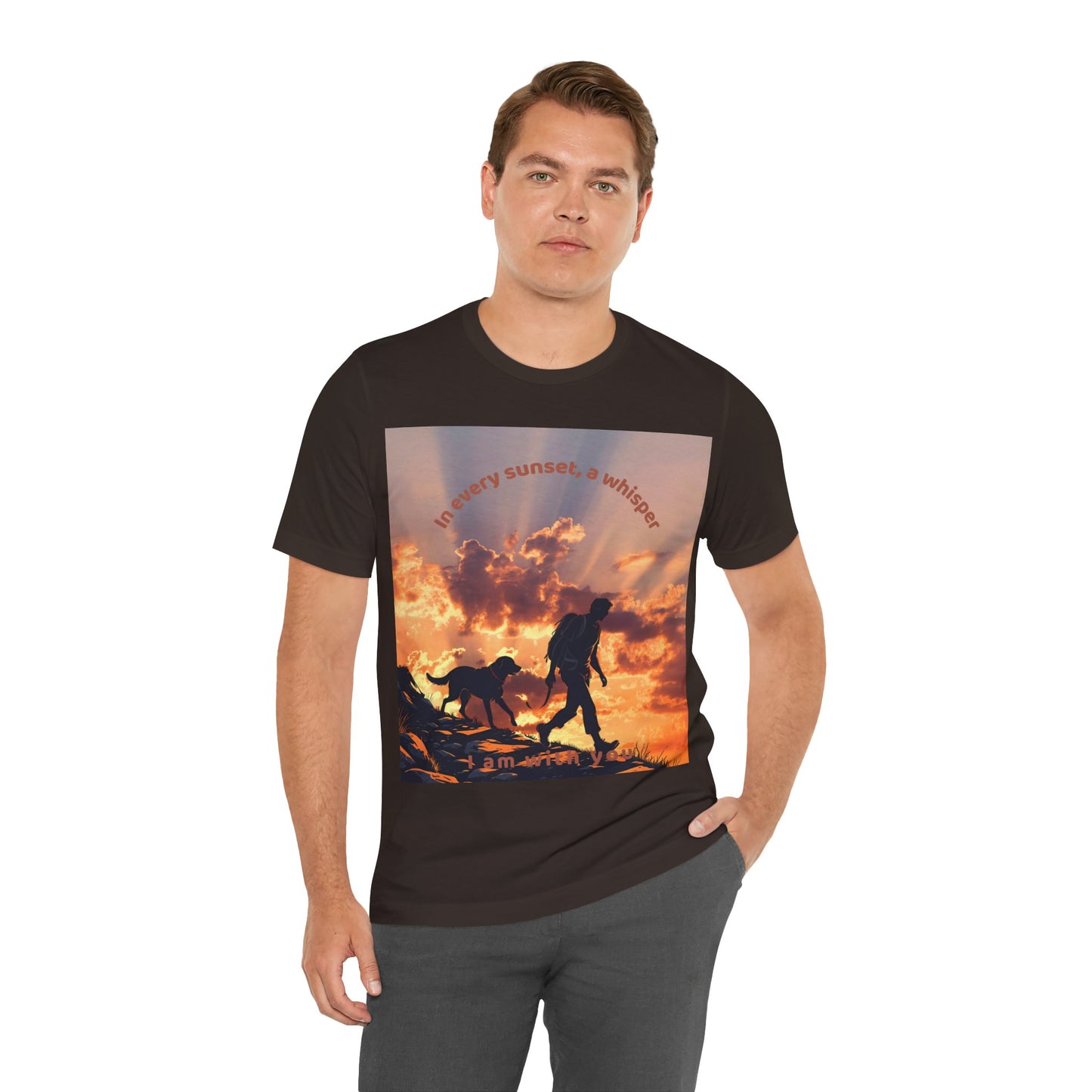 Never Walk Alone T-Shirt | Christian Hiking Sunset Tee | Joshua 1:9 + Matthew 28:20 Inspired