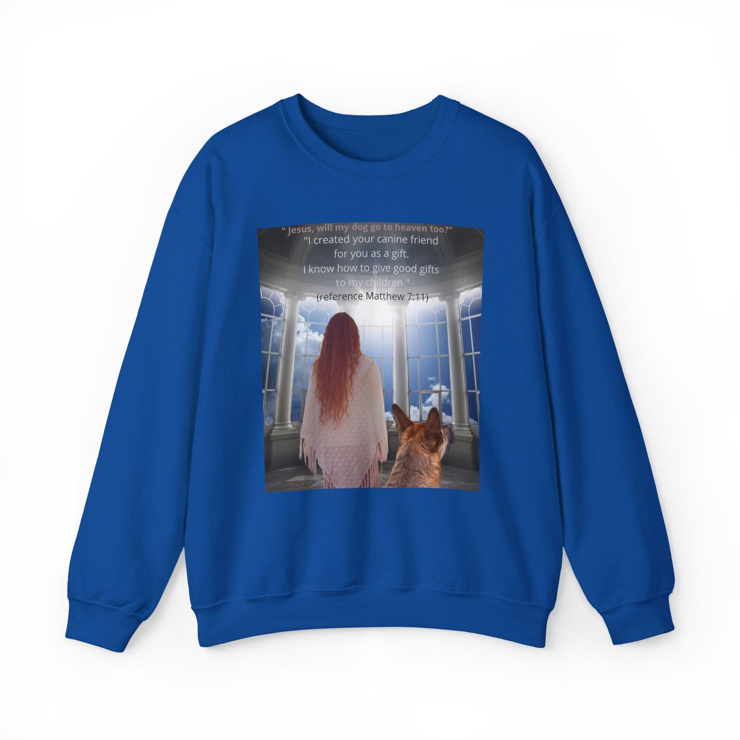 Heartfelt Sweatshirt: Person & Dog Looking to Heaven - Emotional Question to God | Dog Lovers Gift