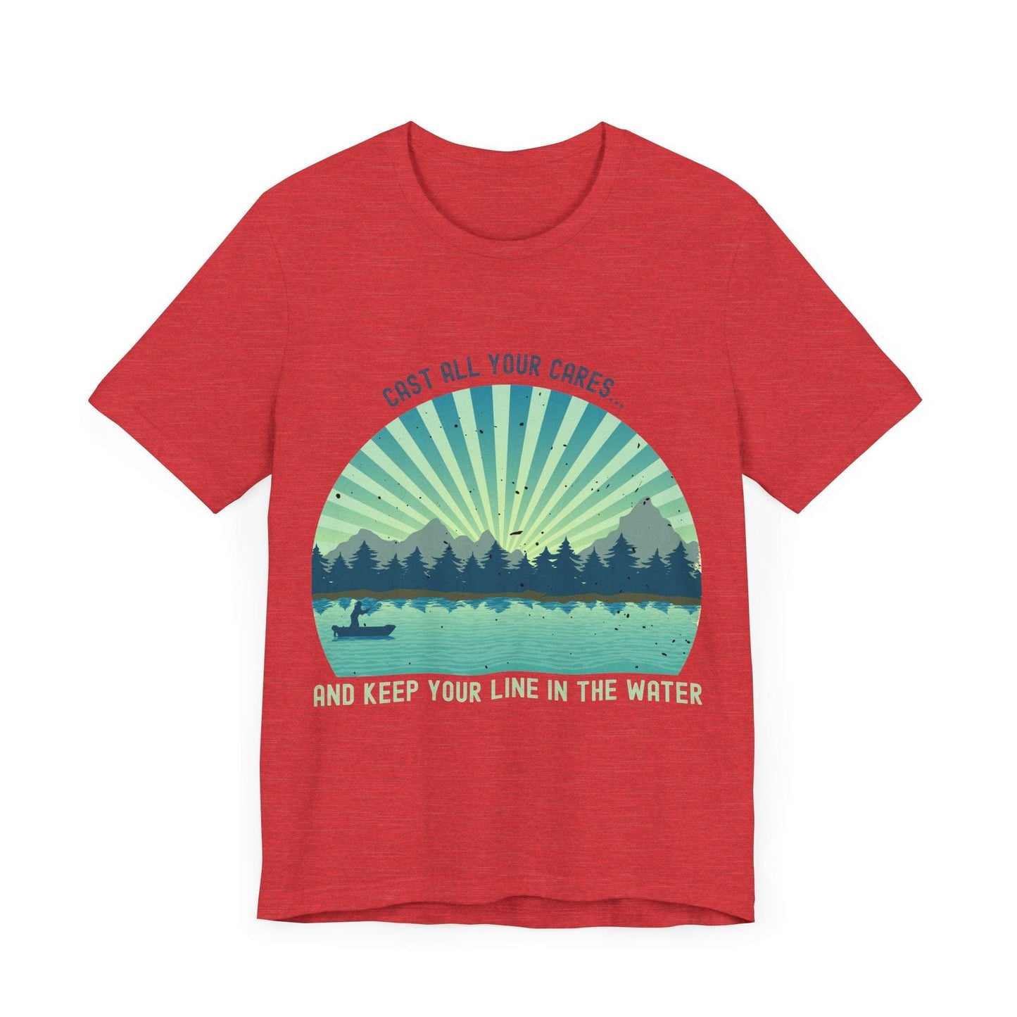 "Cast All Your Cares and Keep Your Line in the Water" – Retro Fishing Faith T-Shirt | Inspirational Tee