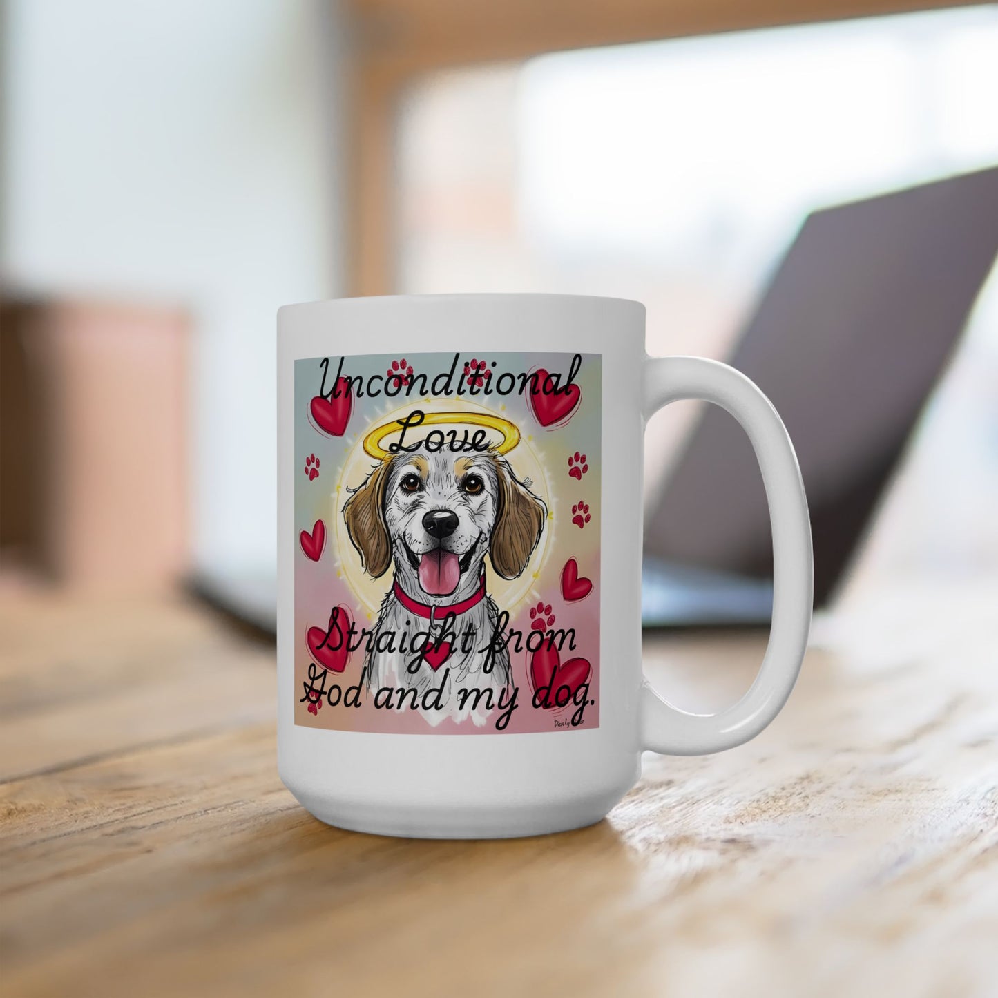 Faith & Dog Lover Mug – "Unconditional Love from God and My Dog" | Heart Design Gift for Pet Owners