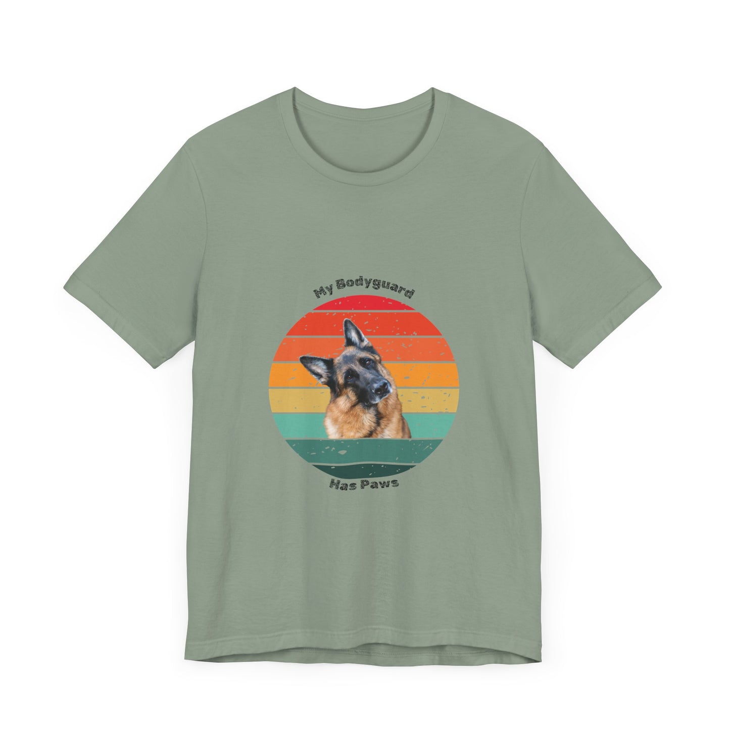 Retro German Shepherd T-Shirt – "My Bodyguard Has Paws" Dog Lover Tee