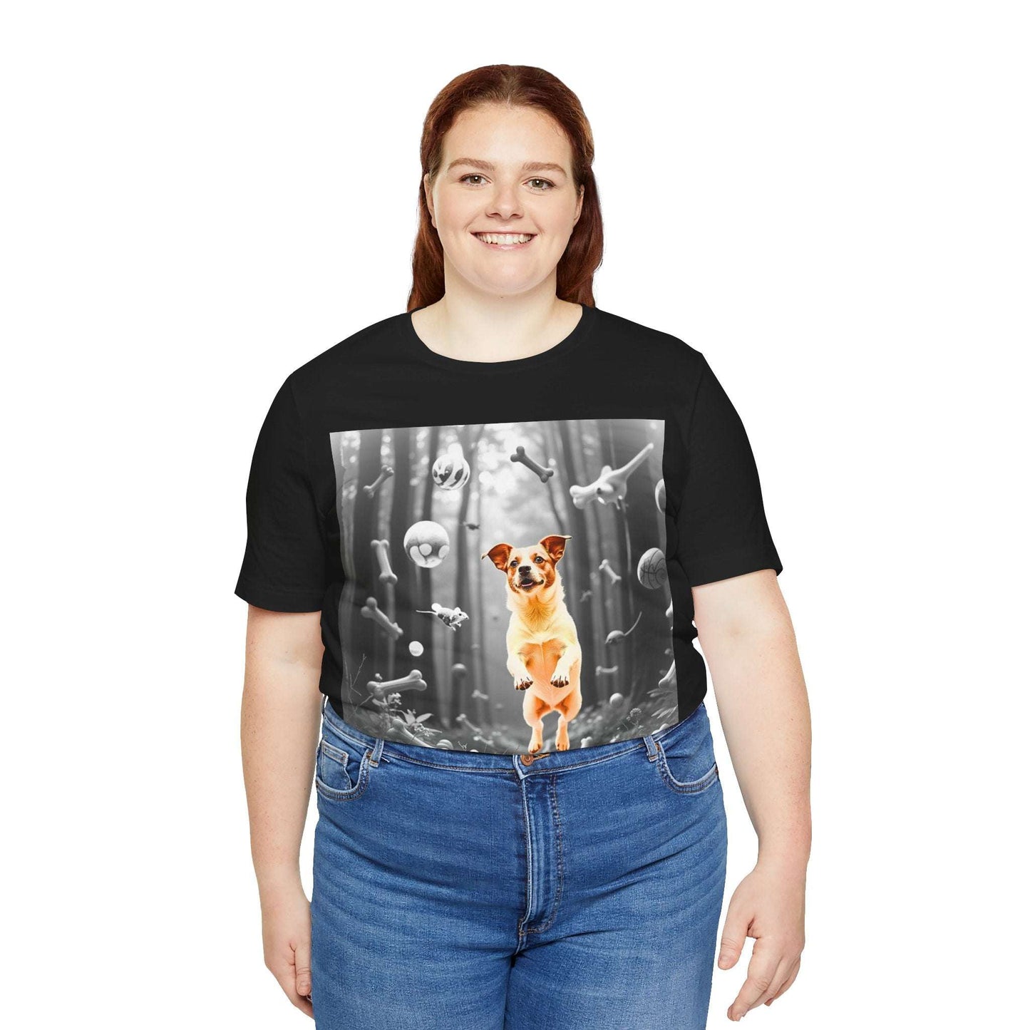 Playful Dog Themed Unisex Jersey T-Shirt - Perfect for Pet Lovers