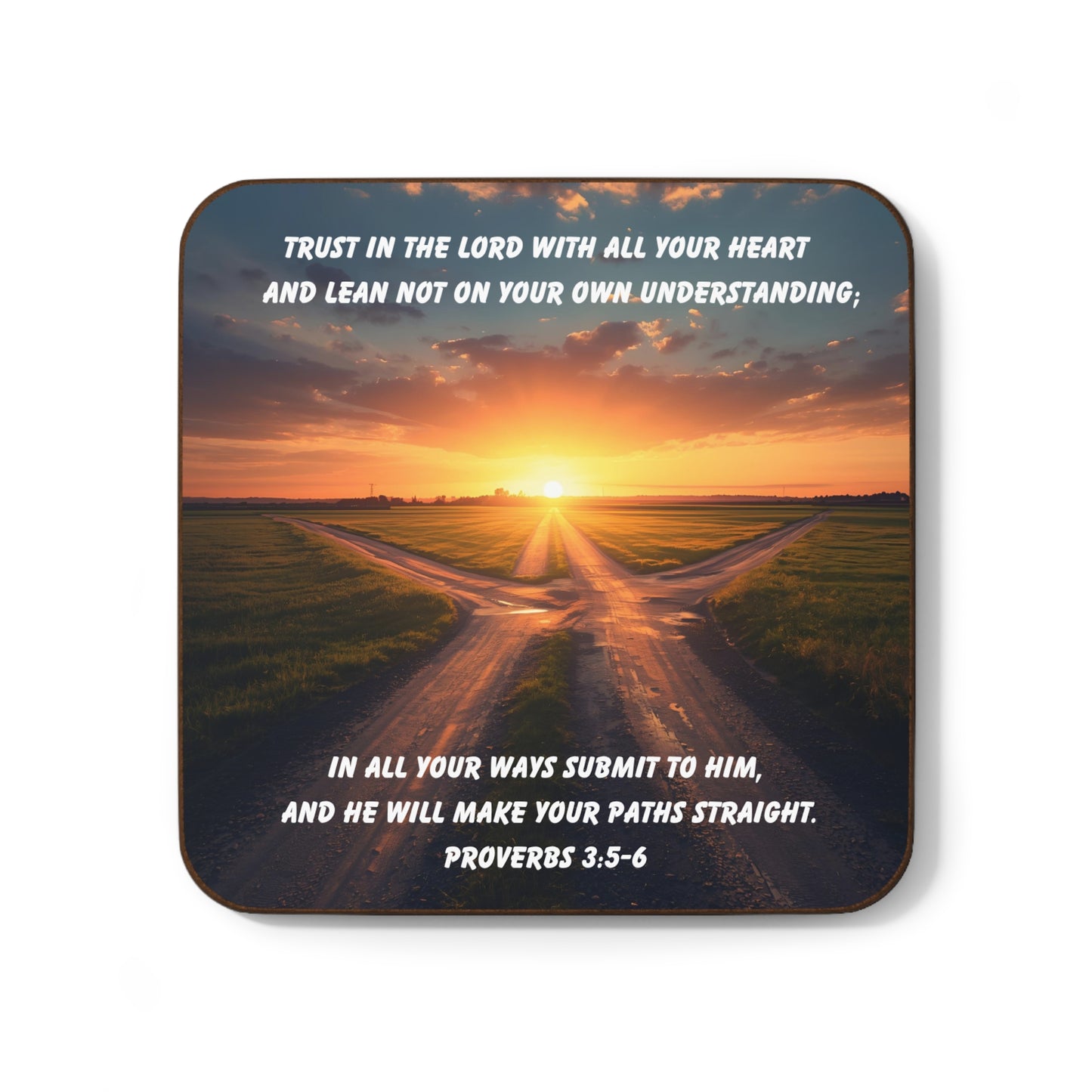 Proverbs 3:5–6 Bible Verse Coaster – Trust in the Lord | Crossroads Path Christian Design