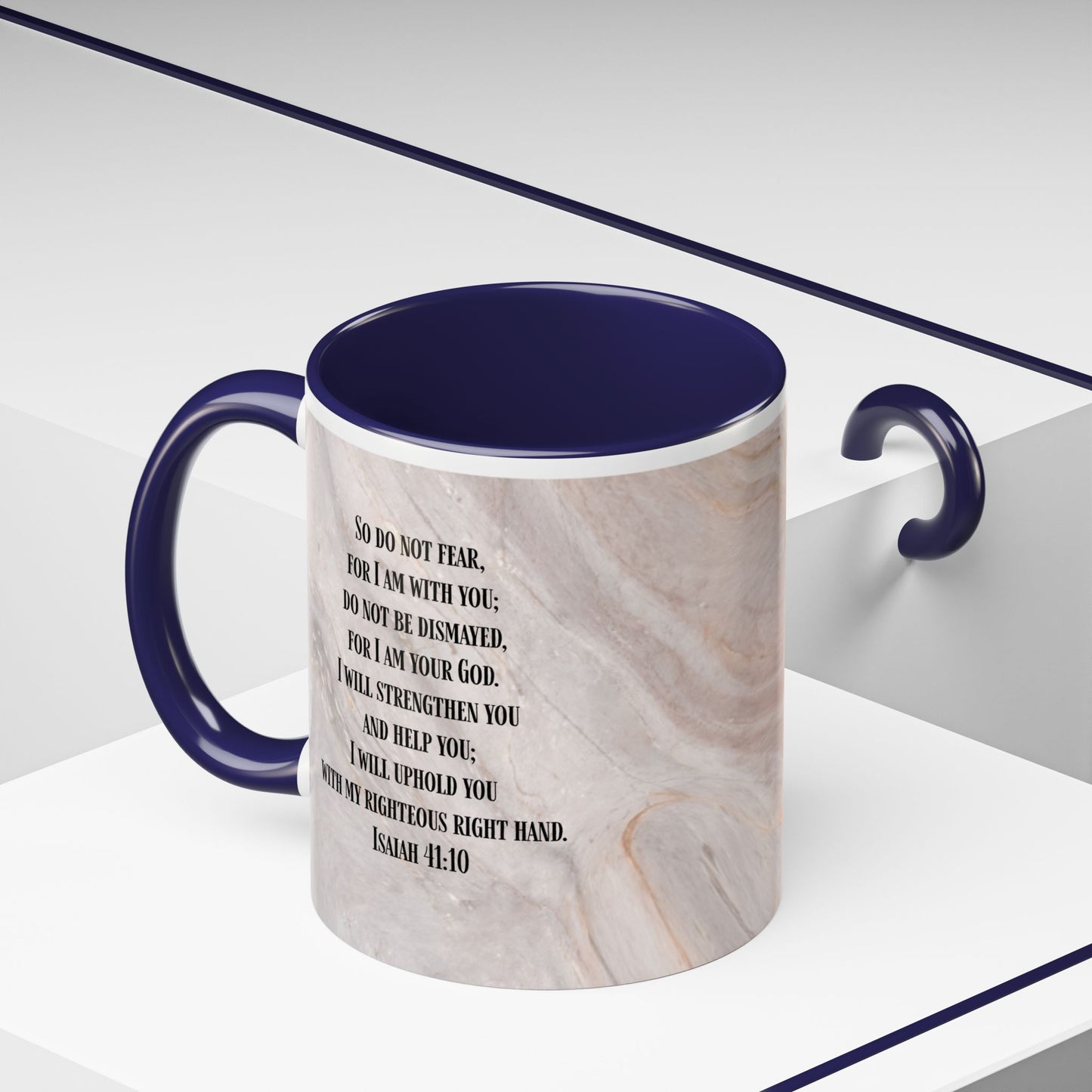 Isaiah 41:10 Encouragement Mug – Christian Scripture Coffee Cup with Wraparound Textured Design – Faith & Strength Gift in Multiple Accent Colors