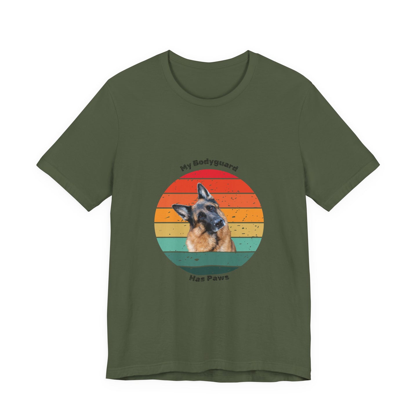 Retro German Shepherd T-Shirt – "My Bodyguard Has Paws" Dog Lover Tee