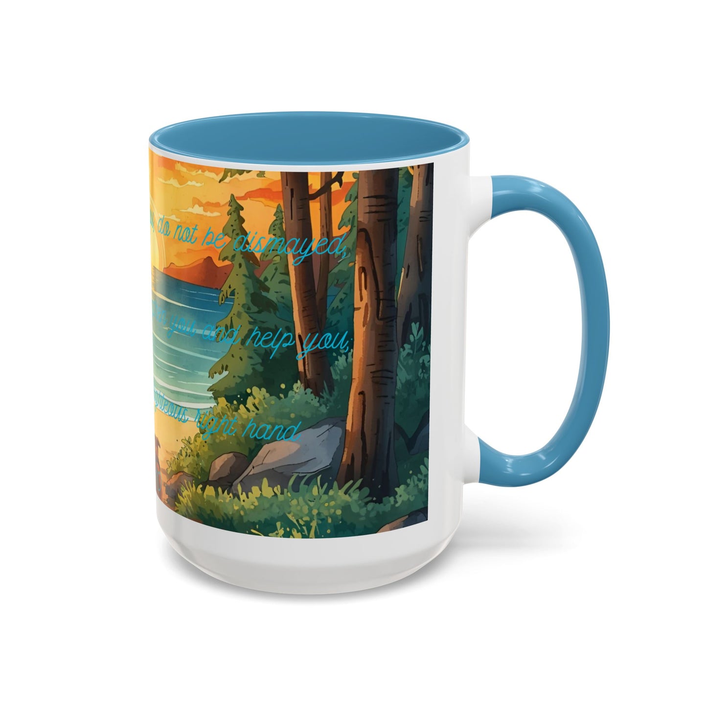Mug - Woman and Dog Walking Towards Light with Isaiah 41:10 Verse