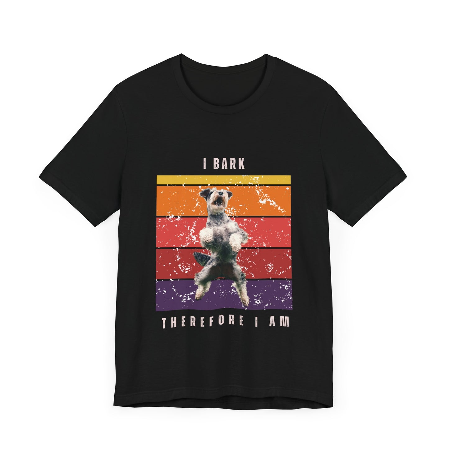 Retro Miniature Schnauzer T-Shirt – “I Bark Therefore I Am” Funny Vintage Dog Lover Tee