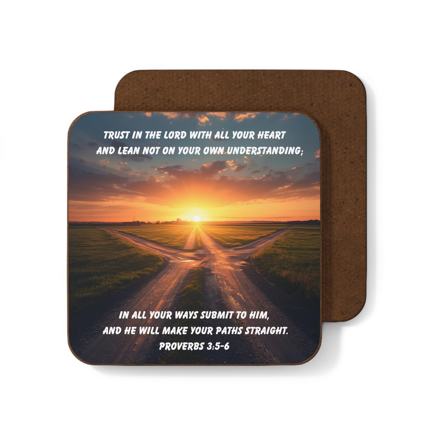 Proverbs 3:5–6 Bible Verse Coaster – Trust in the Lord | Crossroads Path Christian Design