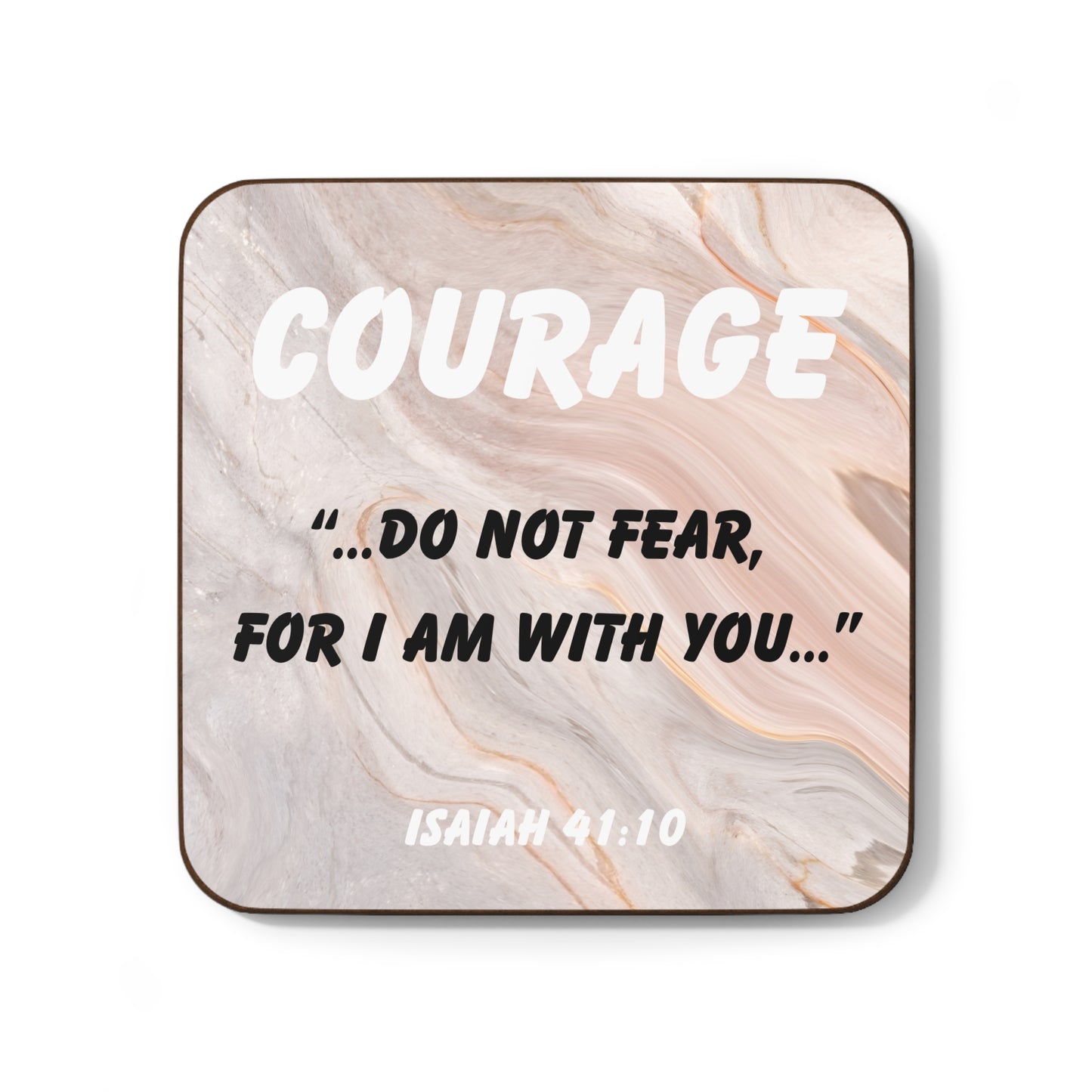 Courage Christian Coaster – Isaiah 41:10 Bible Verse Drink Coaster – Inspirational Scripture Gift with Textured Design