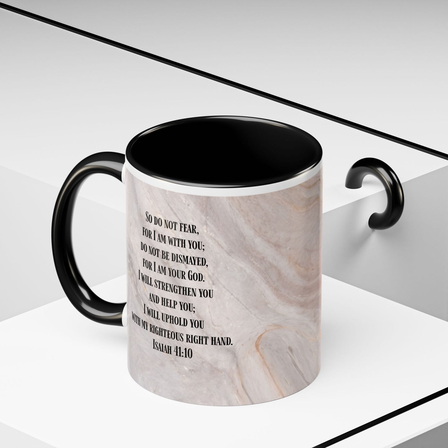 Isaiah 41:10 Encouragement Mug – Christian Scripture Coffee Cup with Wraparound Textured Design – Faith & Strength Gift in Multiple Accent Colors