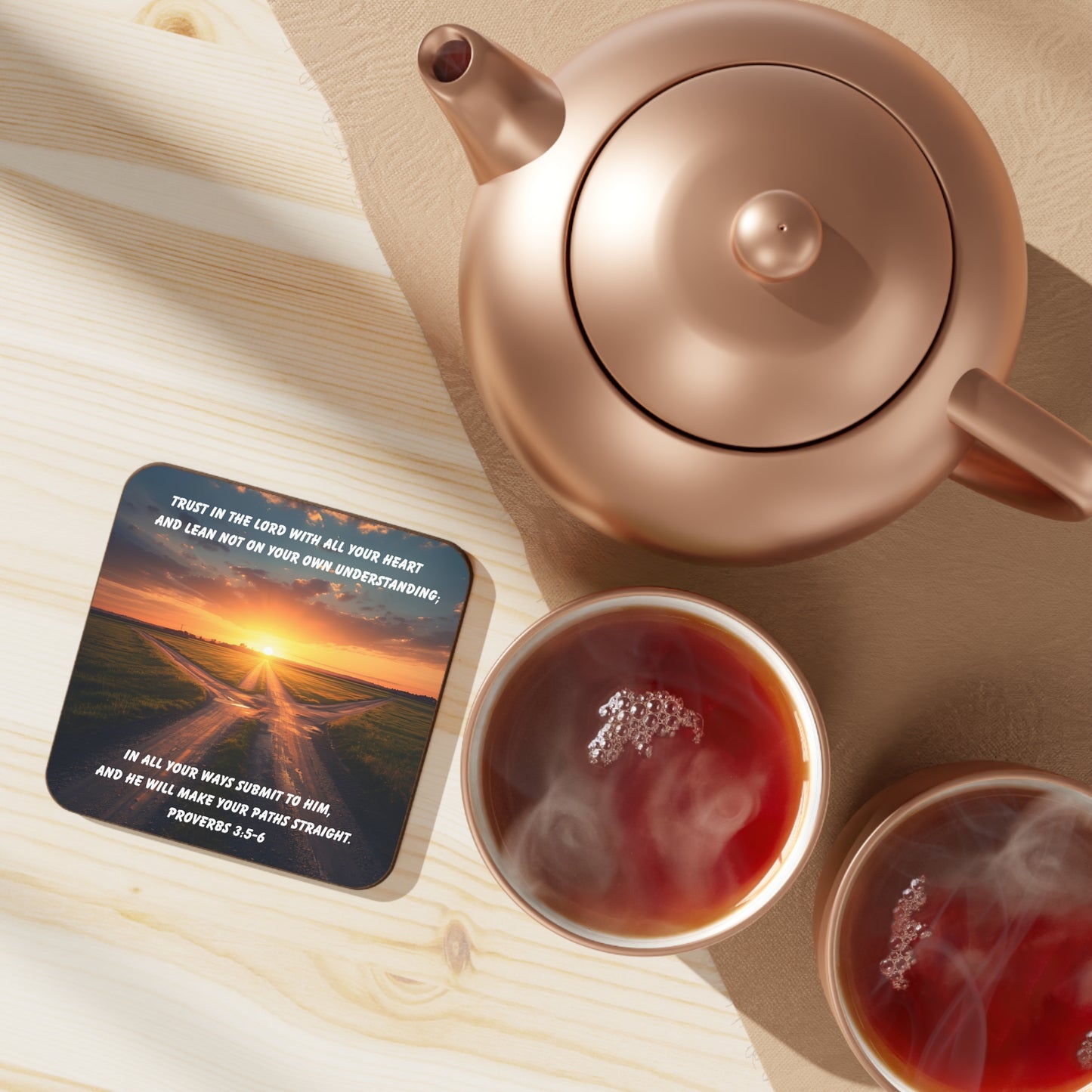 Proverbs 3:5–6 Bible Verse Coaster – Trust in the Lord | Crossroads Path Christian Design