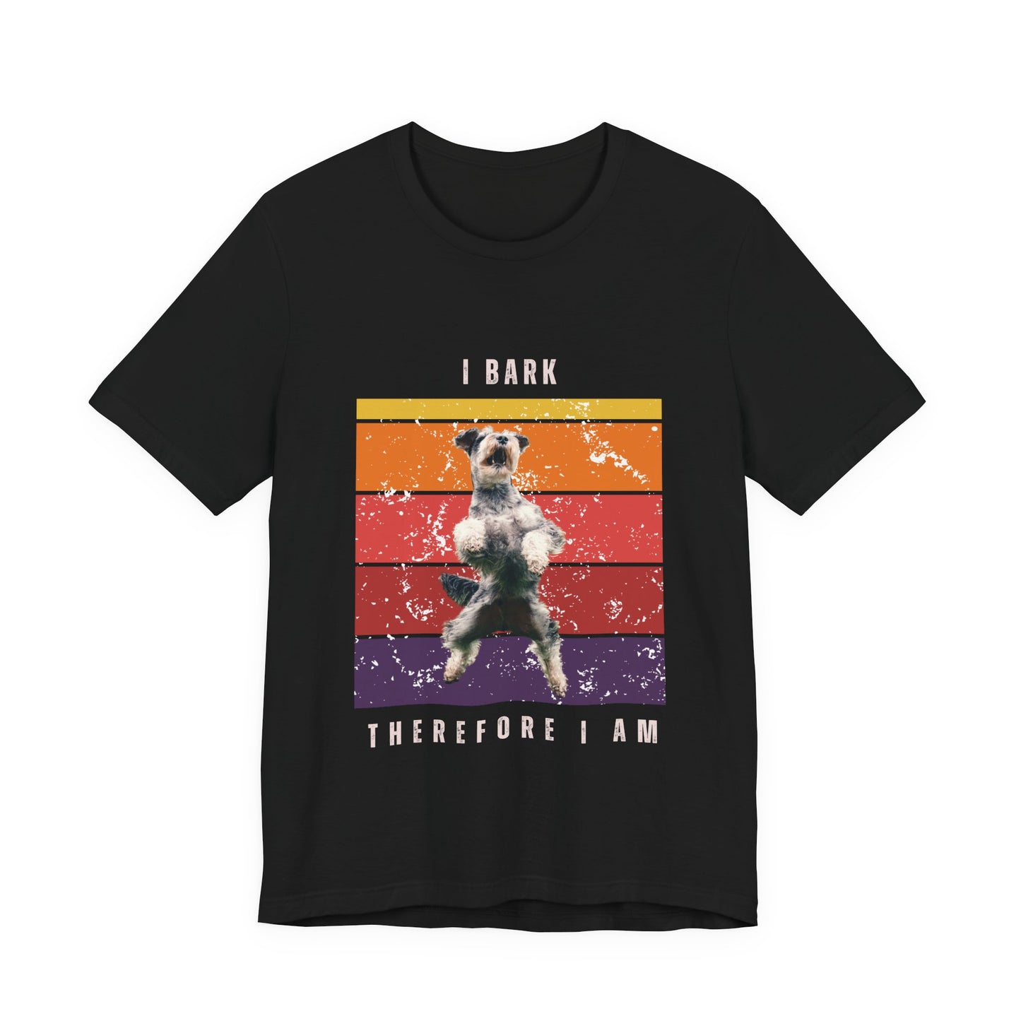 Retro Miniature Schnauzer T-Shirt – “I Bark Therefore I Am” Funny Vintage Dog Lover Tee