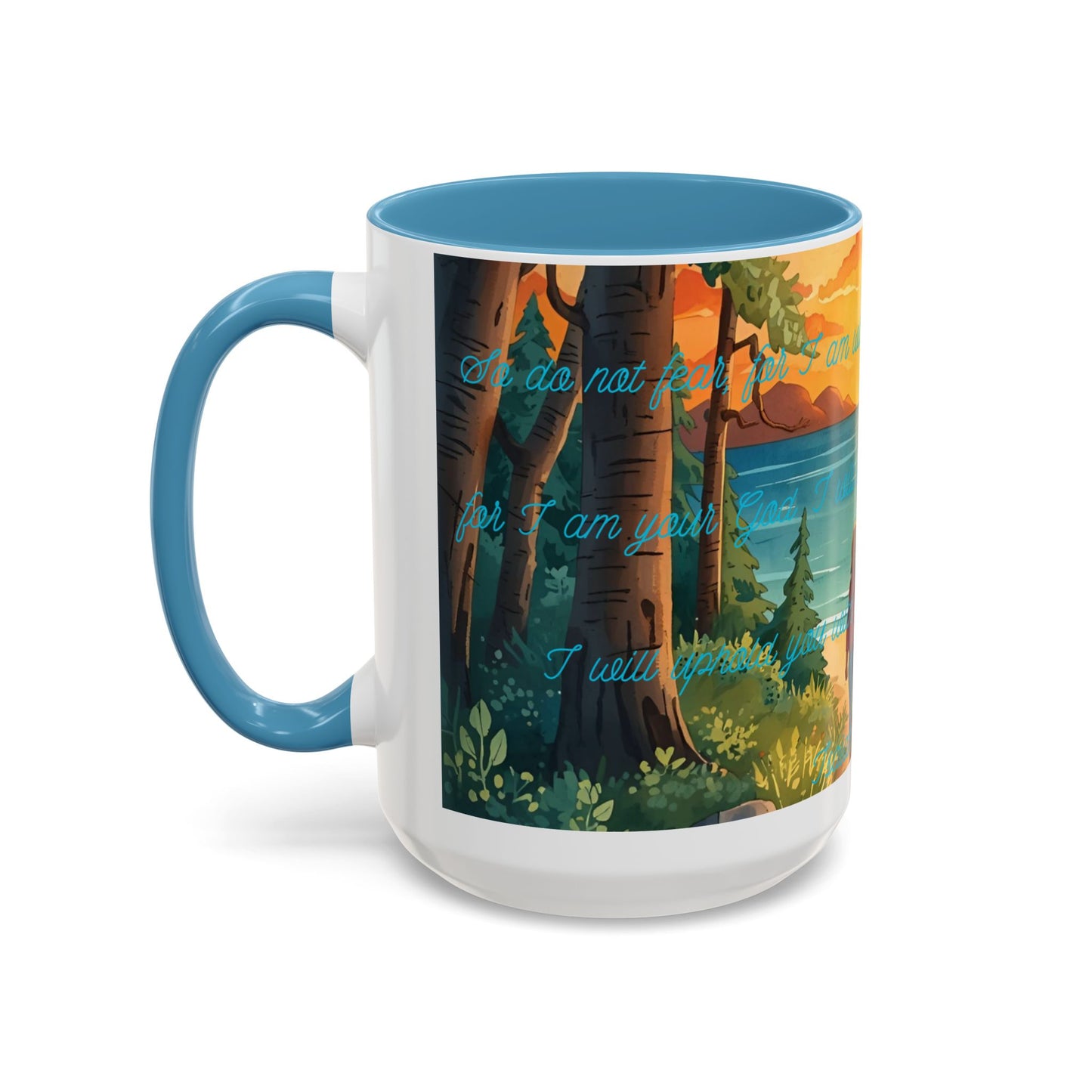 Mug - Woman and Dog Walking Towards Light with Isaiah 41:10 Verse
