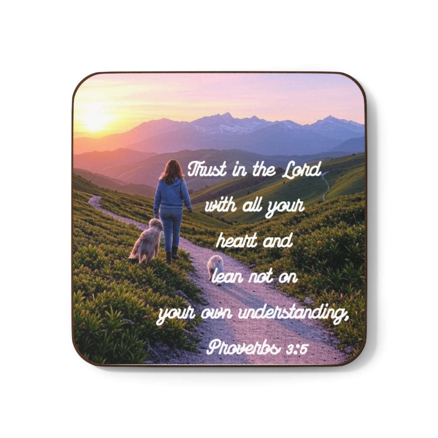 Proverbs 3:5 Bible Verse Coaster – Trust in the Lord | Christian Dog Walk Path Design