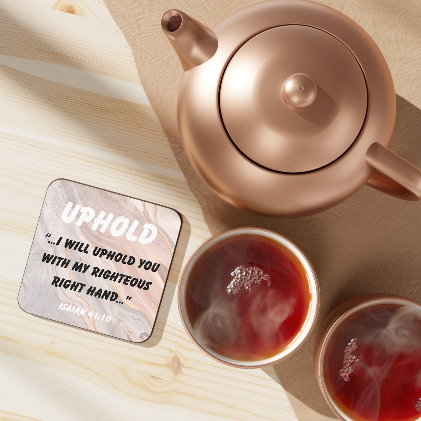 Uphold Christian Coaster – Isaiah 41:10 Bible Verse Coaster with Inspirational Textured Design – Scripture Gift of Encouragement