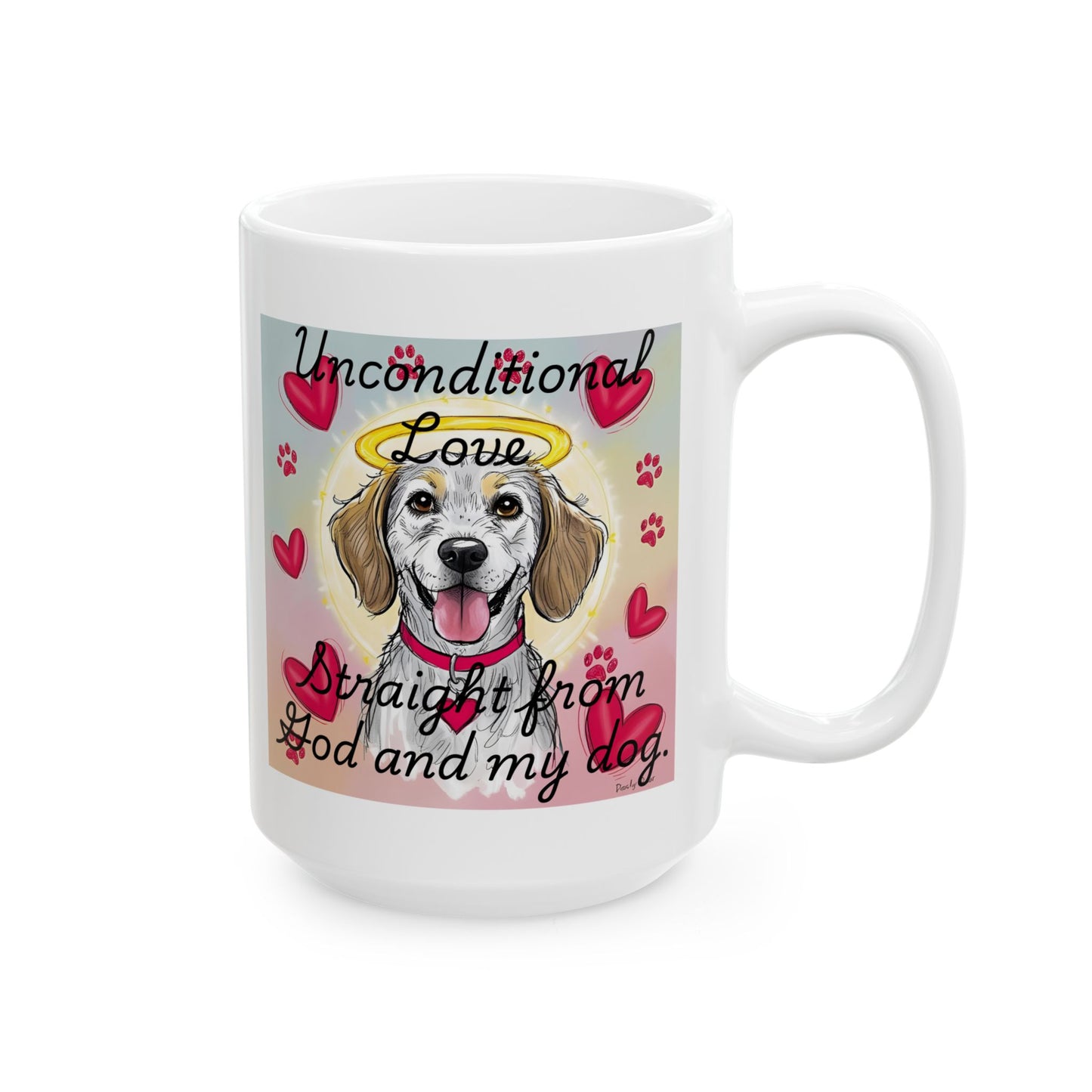 Faith & Dog Lover Mug – "Unconditional Love from God and My Dog" | Heart Design Gift for Pet Owners
