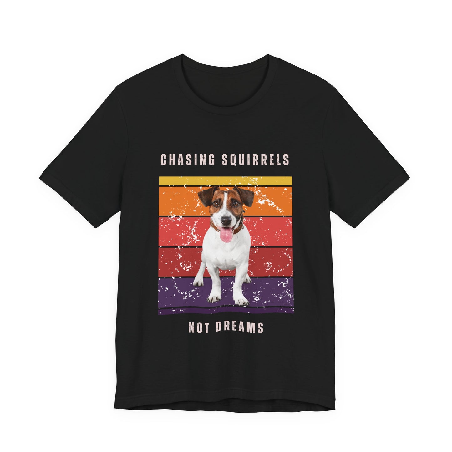 Retro Jack Russell T-Shirt – “Chasing Squirrels, Not Dreams” Funny Vintage Dog Lover Tee